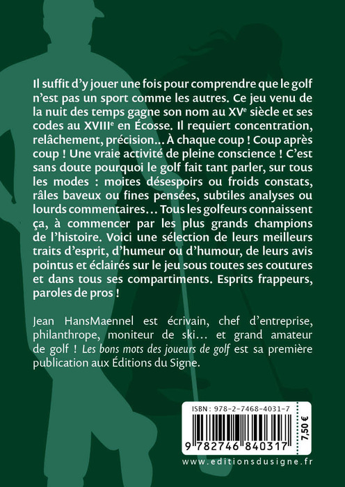 Les bons mots des joueurs de golf - Jean HansMaennel - SIGNE