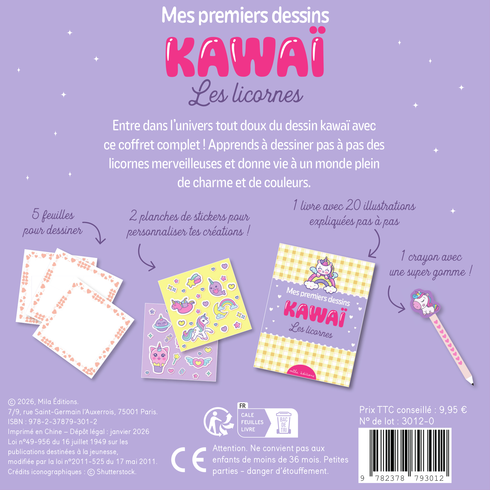 Coffret - Mes premiers dessins kawaï - Les licornes -  Collectif,  Collectif Mila - MILA