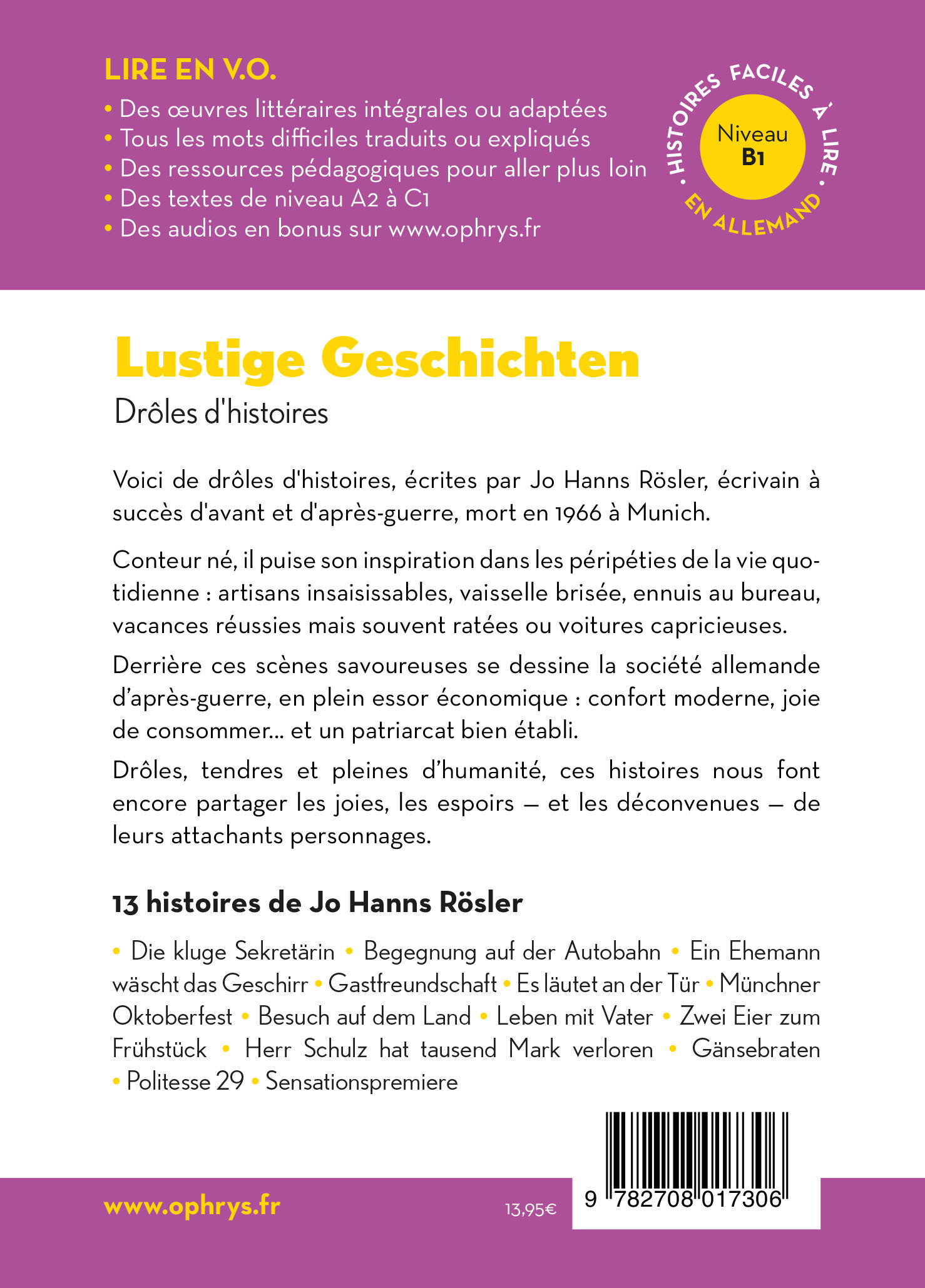 Histoires faciles à lire - Allemand - Lustige Geschichten - Jo Hanns Rösler - OPHRYS