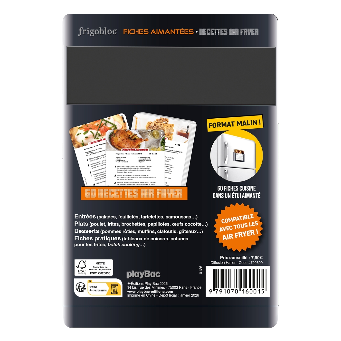 Frigobloc Fiches aimantées recettes Air Fryer -  - PLAY BAC