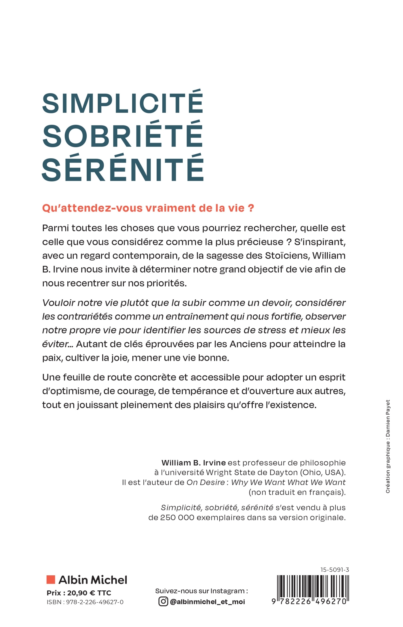Simplicité, sobriété, sérénité - William B. Irvine - ALBIN MICHEL