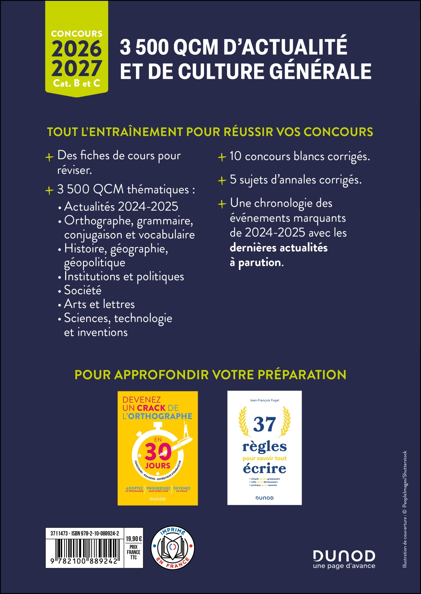 3500 QCM d'actualité et de culture générale - 2026-2027 - Malika Abdoun - DUNOD