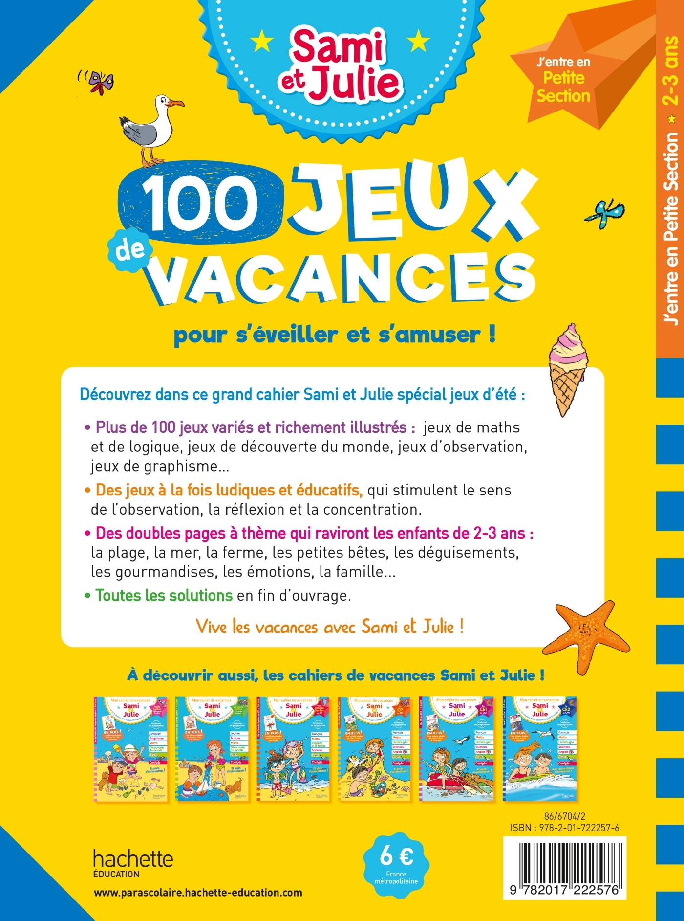 100 Jeux de vacances - Sami et Julie - J'entre en Petite Section - Cahier de vacances 2026 - Sandra Lebrun - HACHETTE EDUC