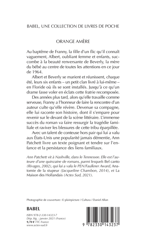 Orange amère - Ann Patchett - ACTES SUD