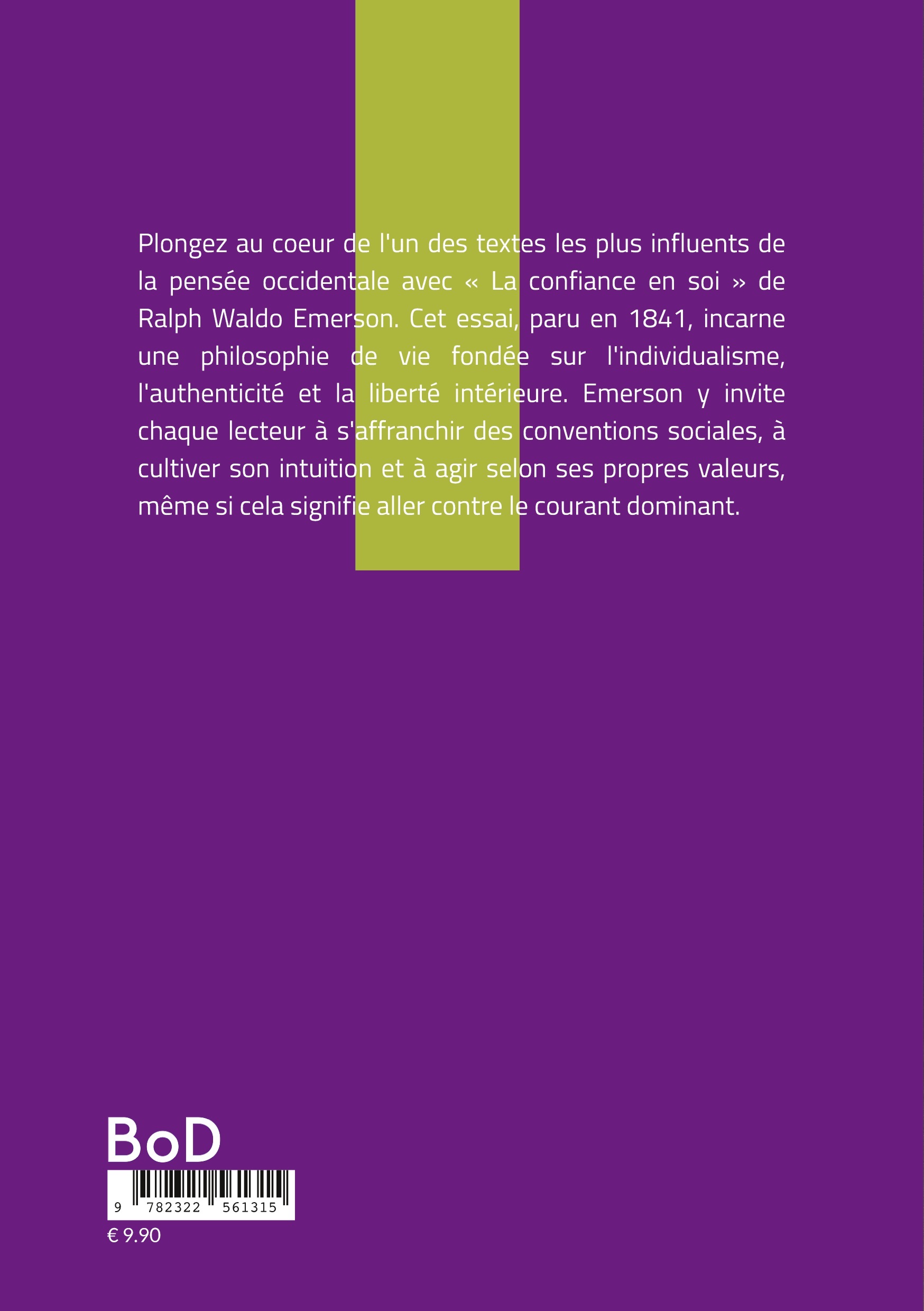 La confiance en soi -  EMERSON RALPH WALDO, Ralph Waldo Émerson - BOOKS ON DEMAND