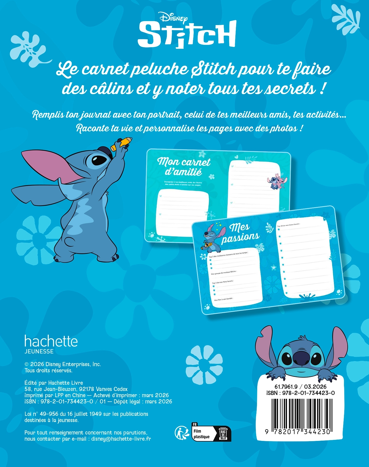 STITCH - Le carnet fourrure - Disney -  - DISNEY HACHETTE