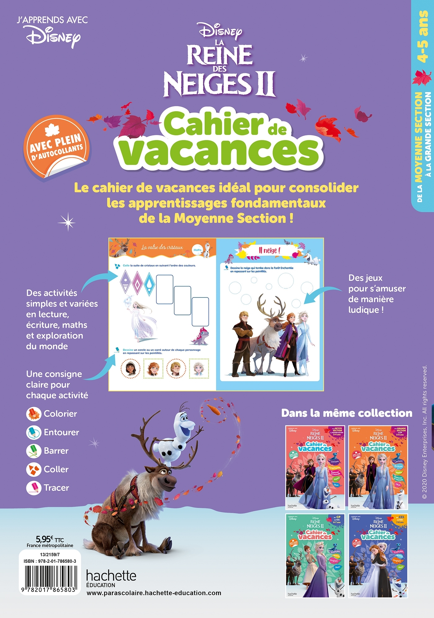 Disney - La Reine des Neiges - De la Moyenne à la Grande Section - Cahier de vacances 2026 - Sandra Lebrun, Loïc Audrain - HACHETTE EDUC