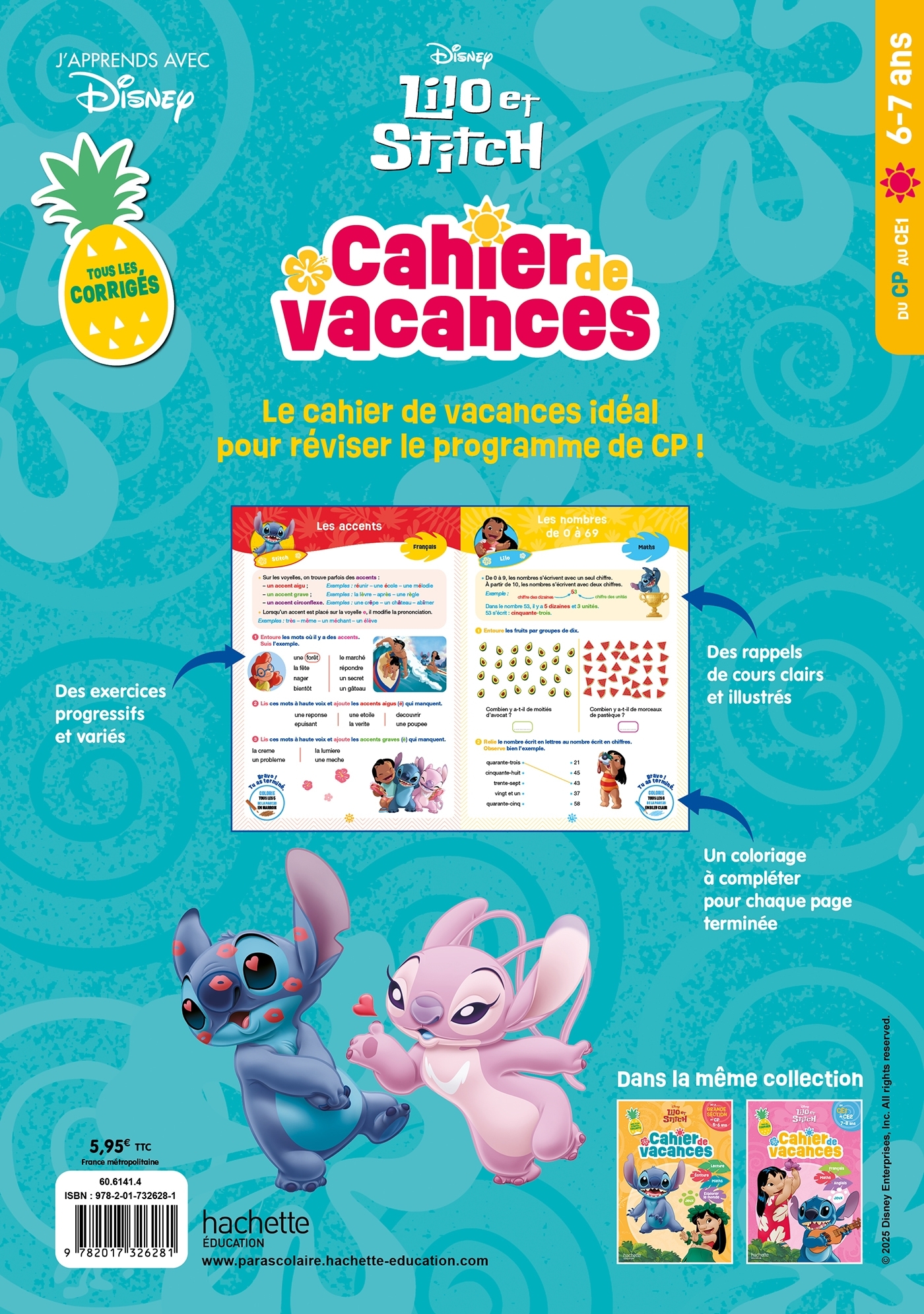 Disney - Lilo et Stitch - Du CP au CE1 - Cahier de vacances 2026 - Daniel Berlion, Joanna Le May - HACHETTE EDUC