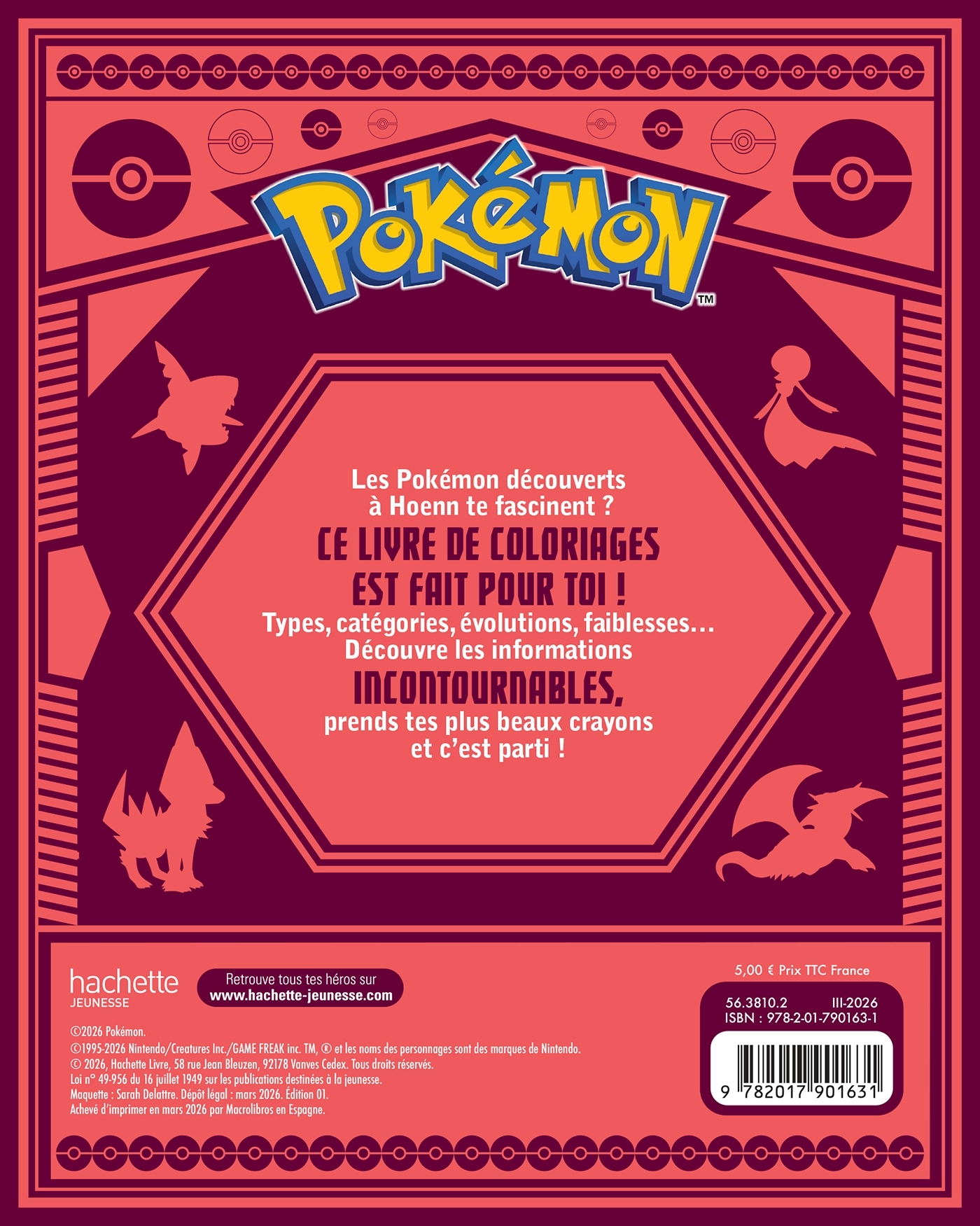 Pokémon - Pokedex à colorier Hoenn - ERICK ALEXANDERSON ROSAS,   - HACHETTE JEUN.