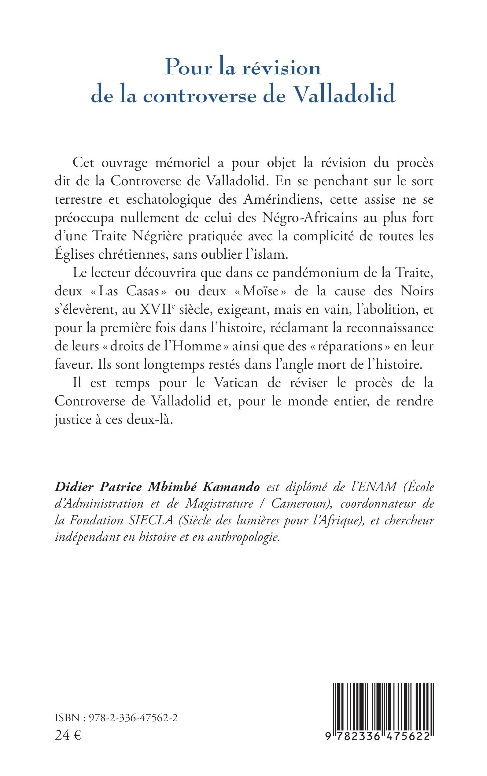 Pour la révision de la controverse de Valladolid - Issoufou Soulé Mouchili Njimom, Didier Patrice Mbimbé Kamando - L'HARMATTAN