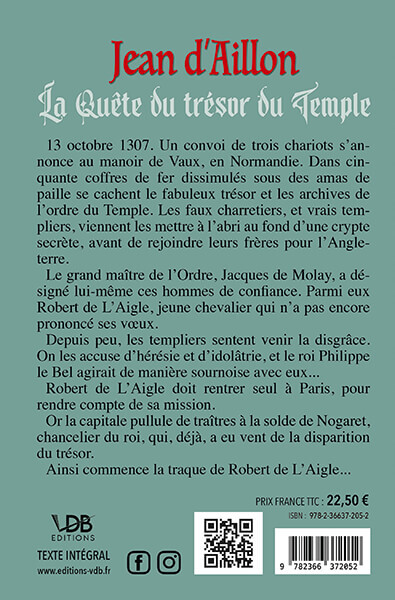LA QUÊTE DU TRÉSOR DU TEMPLE - Jean d'Aillon - EDITIONS VDB