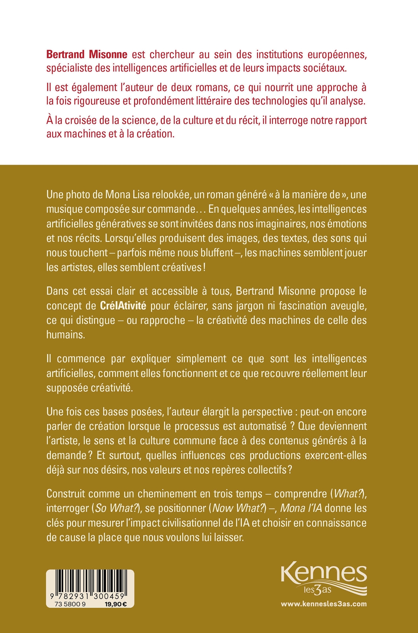 Mona l'IA - Bertrand De Longueville, Bertrand Misonne - KENNES LES 3 AS