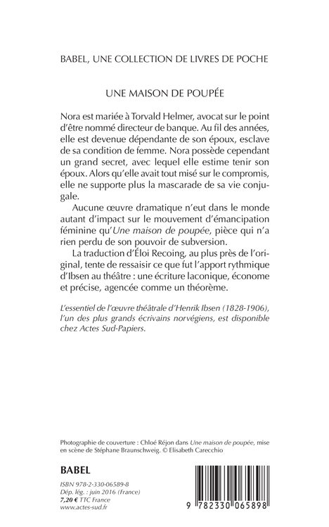 Une maison de poupée - Henrik Ibsen, Eloi Recoing - ACTES SUD