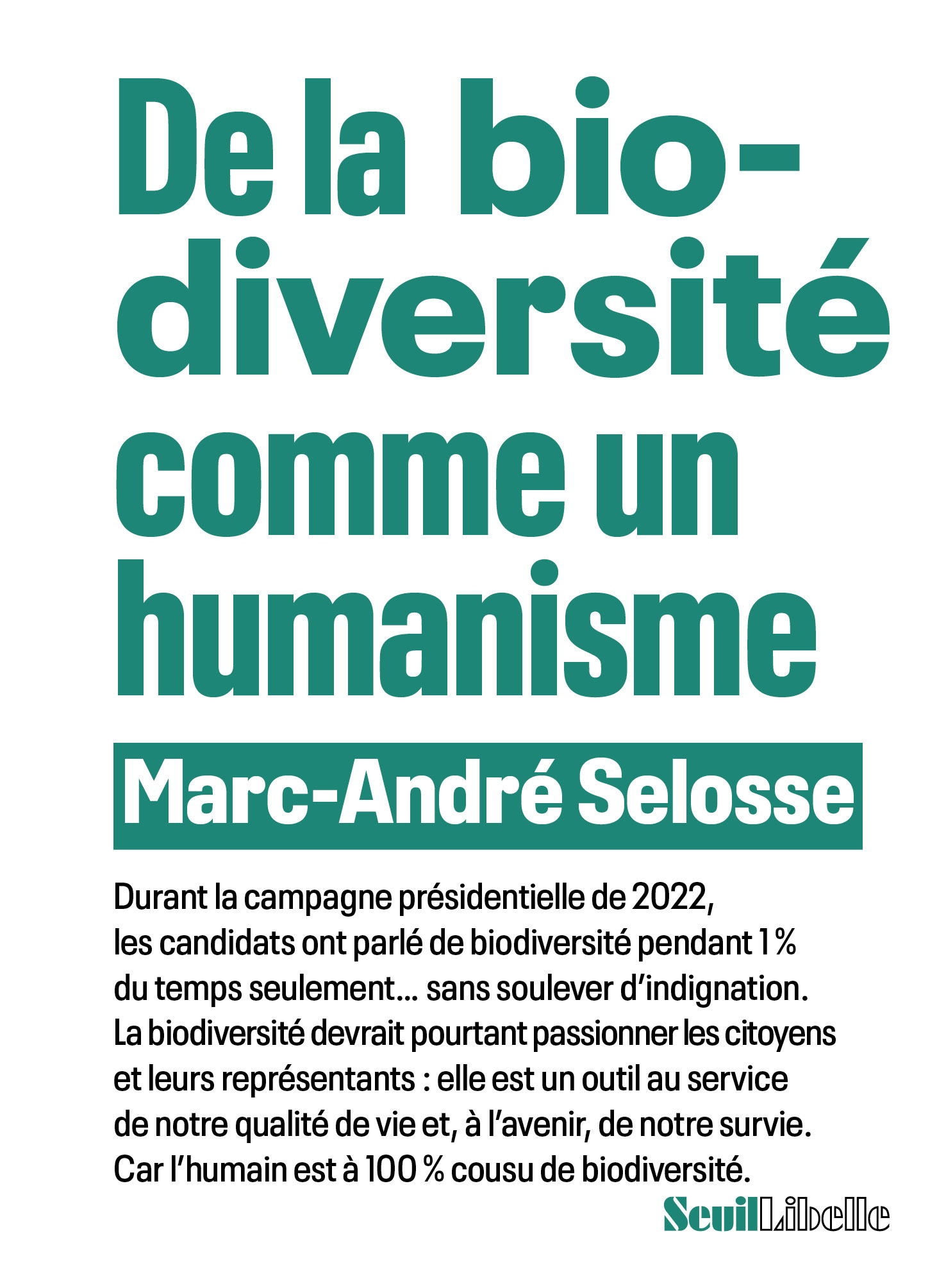De la biodiversité comme un humanisme - Marc-André Selosse - SEUIL
