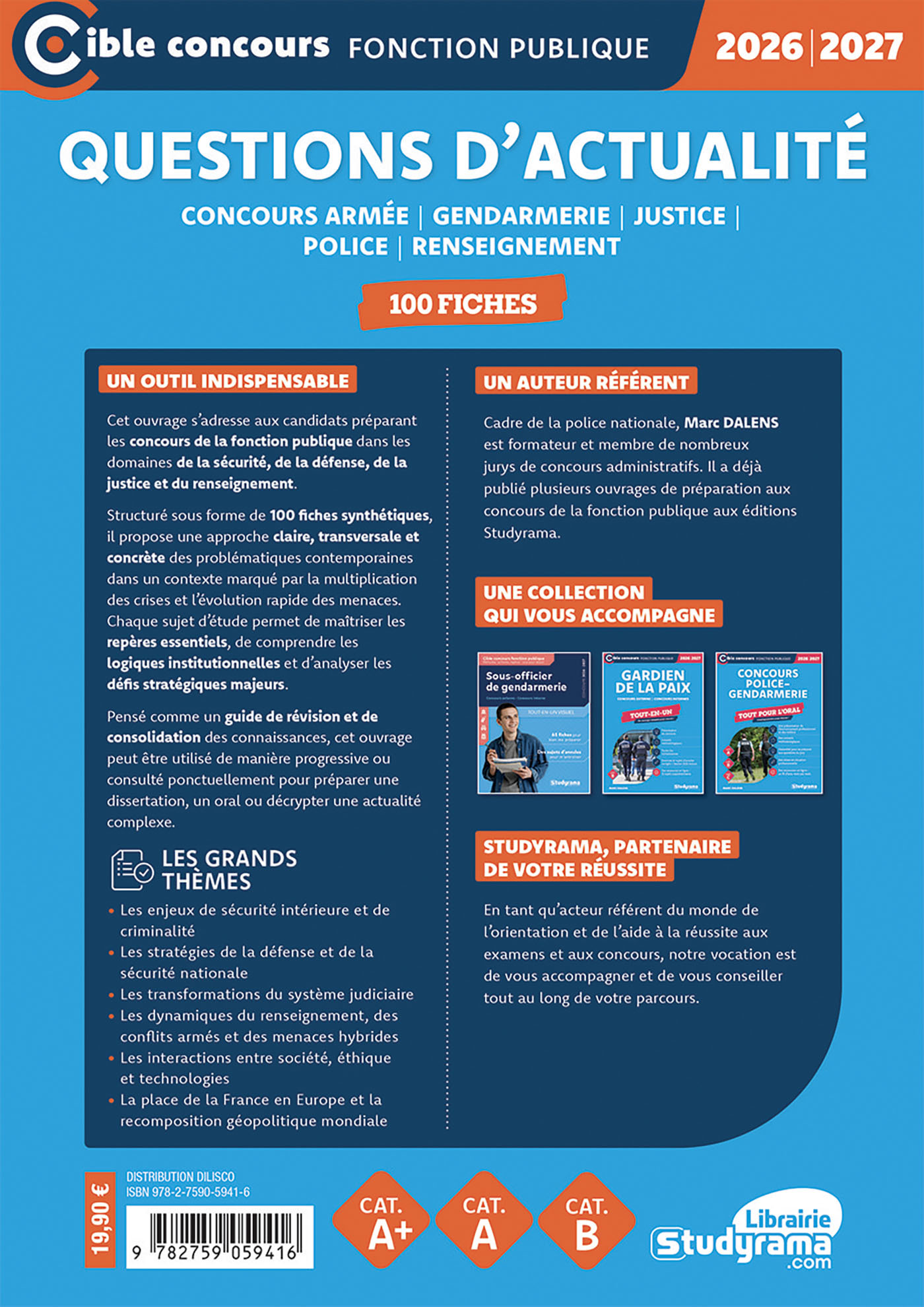 Questions d’actualité – Police, gendarmerie, armée, justice, renseignement – 100 fiches (Catégories A+, A et B – Édition 2026-2027) - Marc Dalens - STUDYRAMA