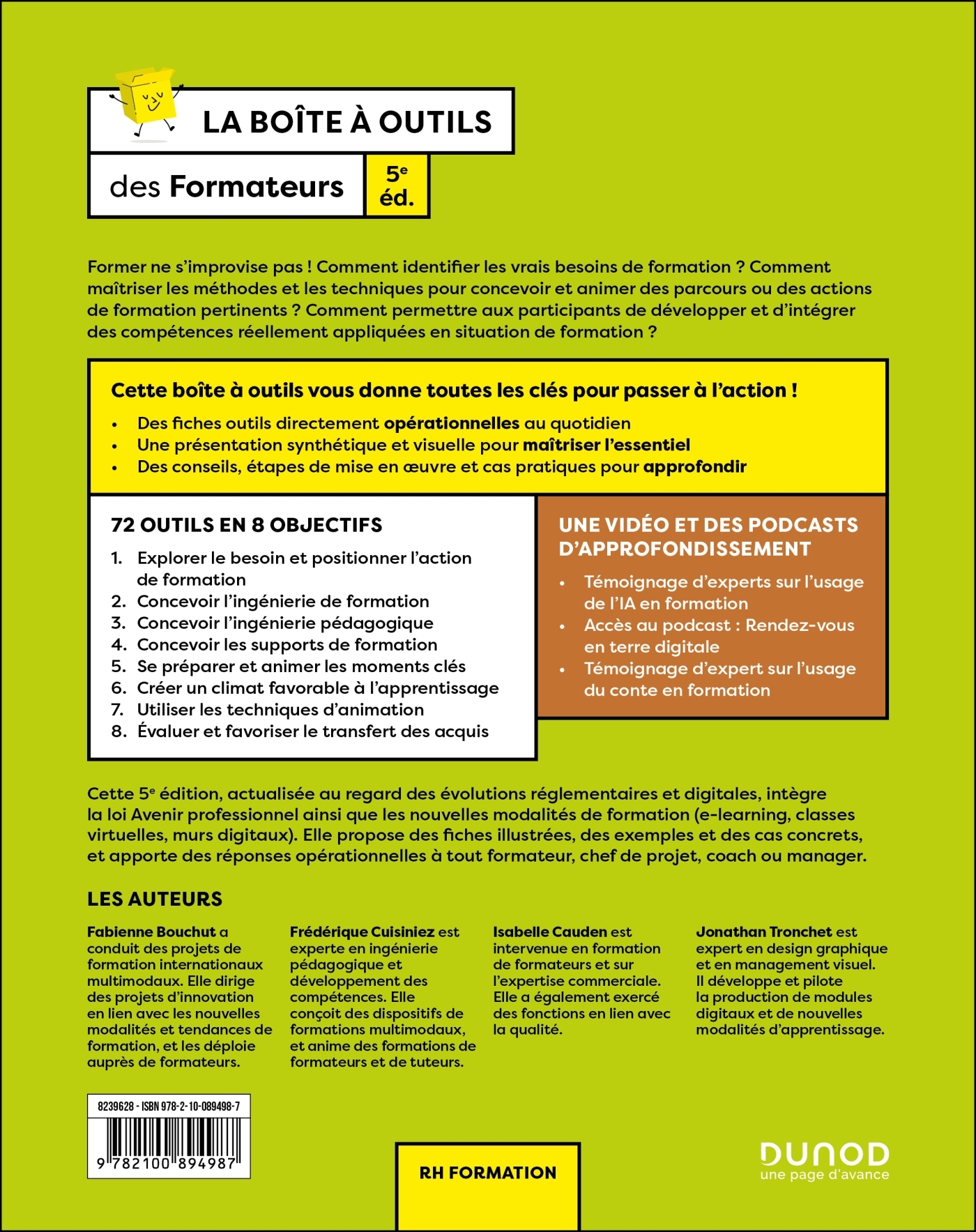 La boîte à outils des formateurs - 5e éd. - Fabienne Bouchut, Frederique Cuisiniez, Isabelle Cauden, Jonathan Tronchet - DUNOD