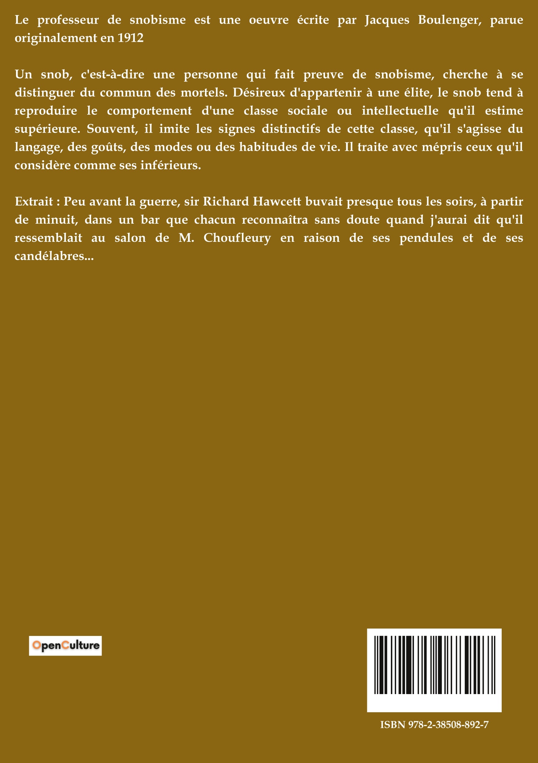 Le professeur de snobisme - Jacques Boulenger - CULTUREA