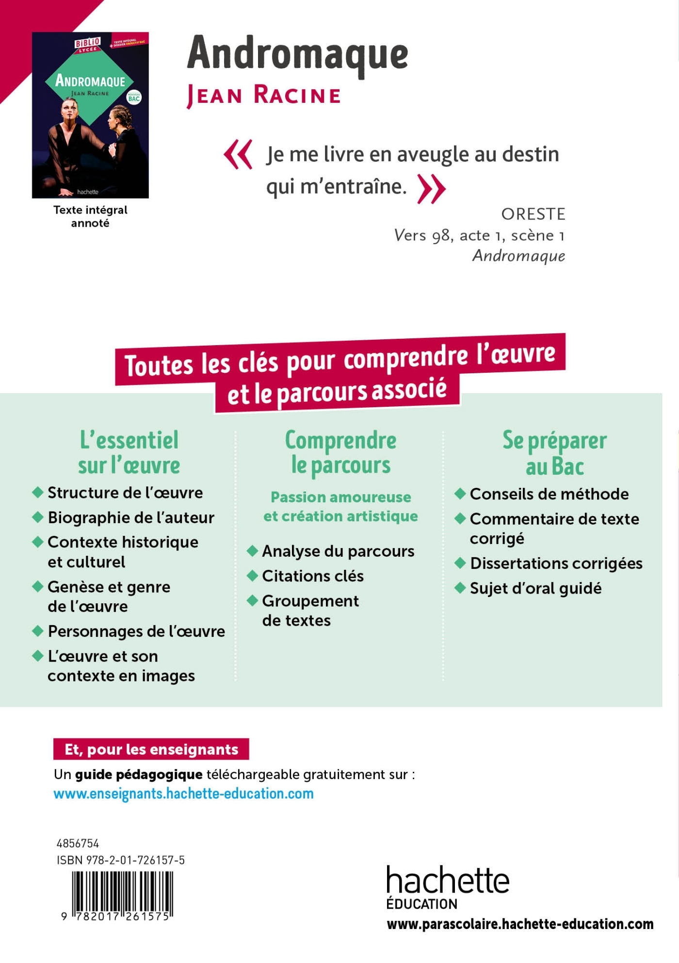 BiblioLycée - Andromaque, Racine - Fanny Marin,  Racine - HACHETTE EDUC