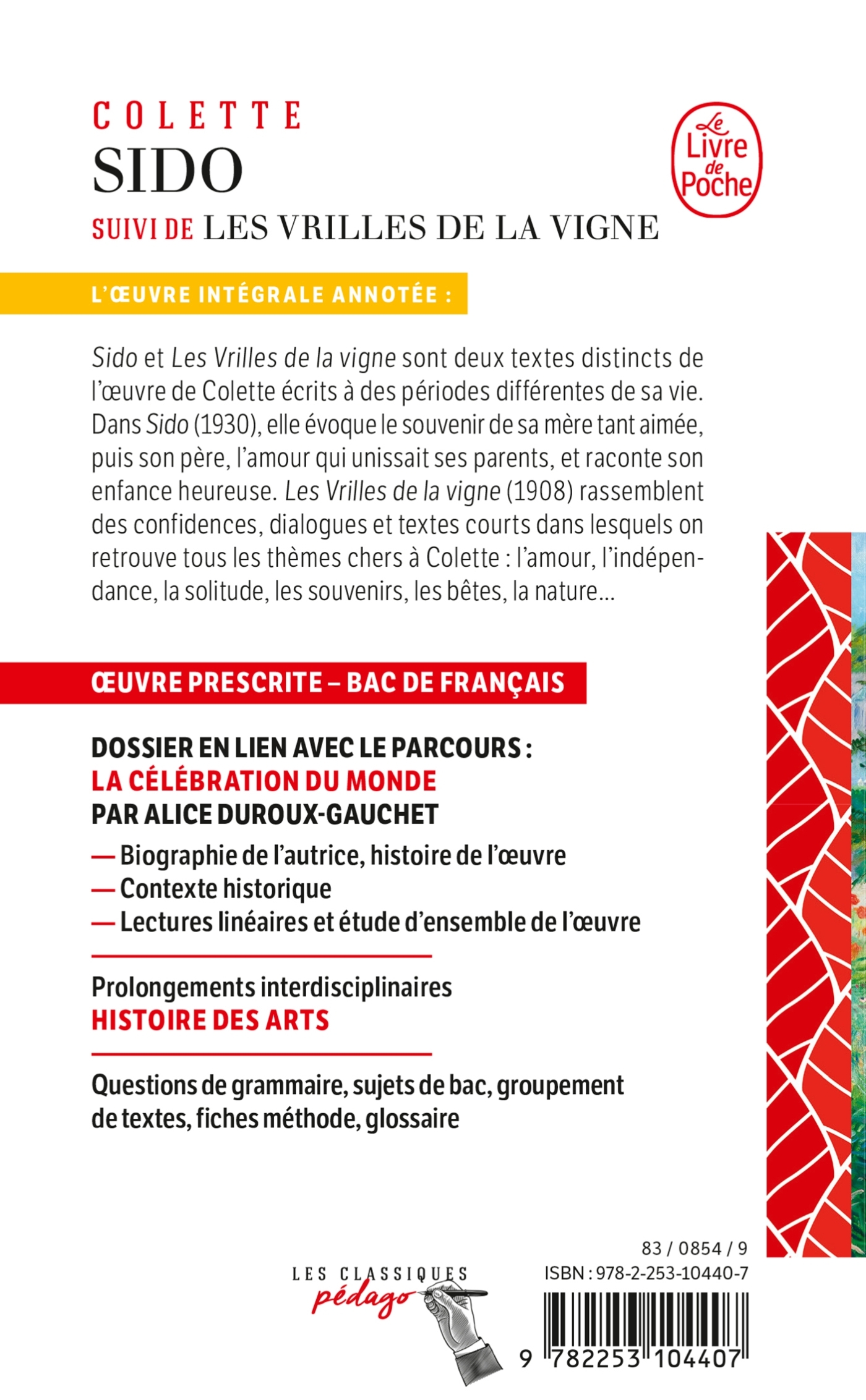 Sido suivi de Les Vrilles de la vigne (Edition pédagogique) -  Colette - LGF