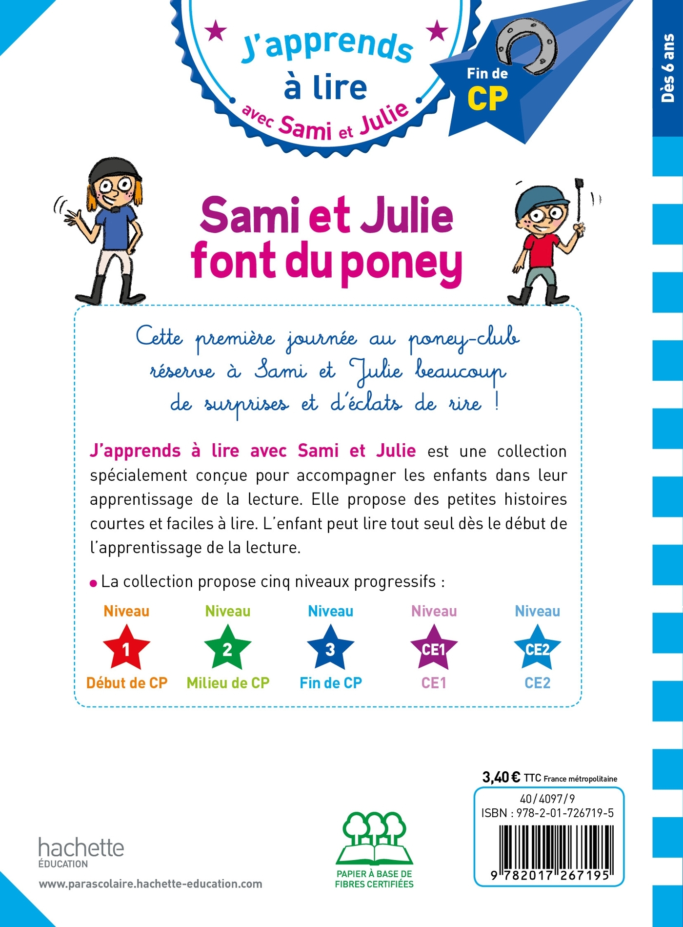 Sami et Julie CP niveau 3 Sami et Julie font du poney - Marion Fallot - HACHETTE EDUC