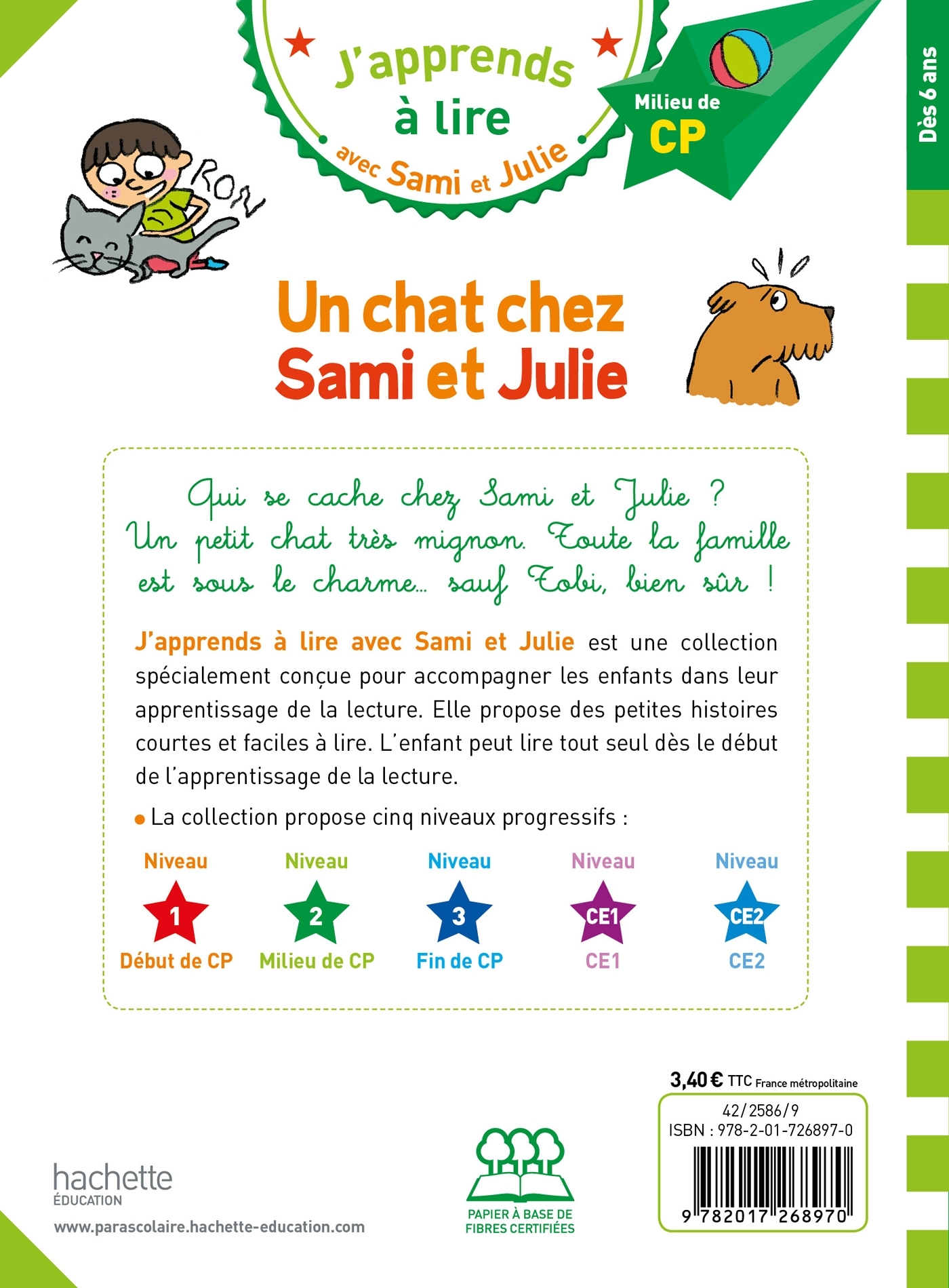 Sami et Julie CP Niveau 2 Un chat chez Sami et Julie - Virginie Aladjidi, Caroline Pélissier - HACHETTE EDUC
