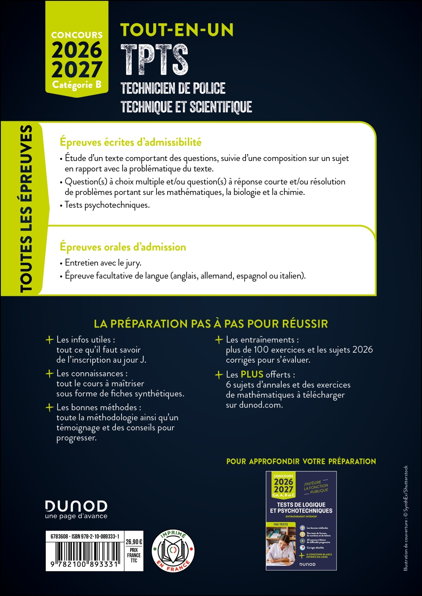 Concours TPTS  - Technicien Police technique et scientifique - 2026-2027 - Sébastien Aguilar, Salah Belazreg, Cédric Bordi, Nathalie Nadaraj, Frederic Rosard, Alexandre Missul - DUNOD