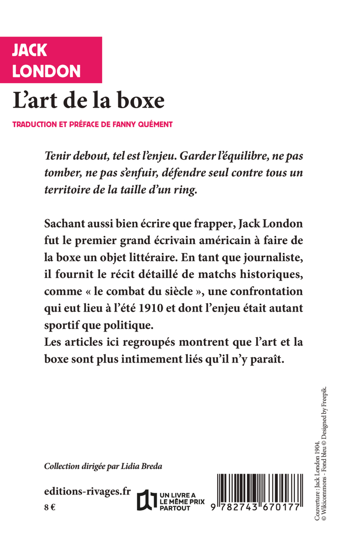 L'art de la boxe - Jack London, Fanny Quément - RIVAGES