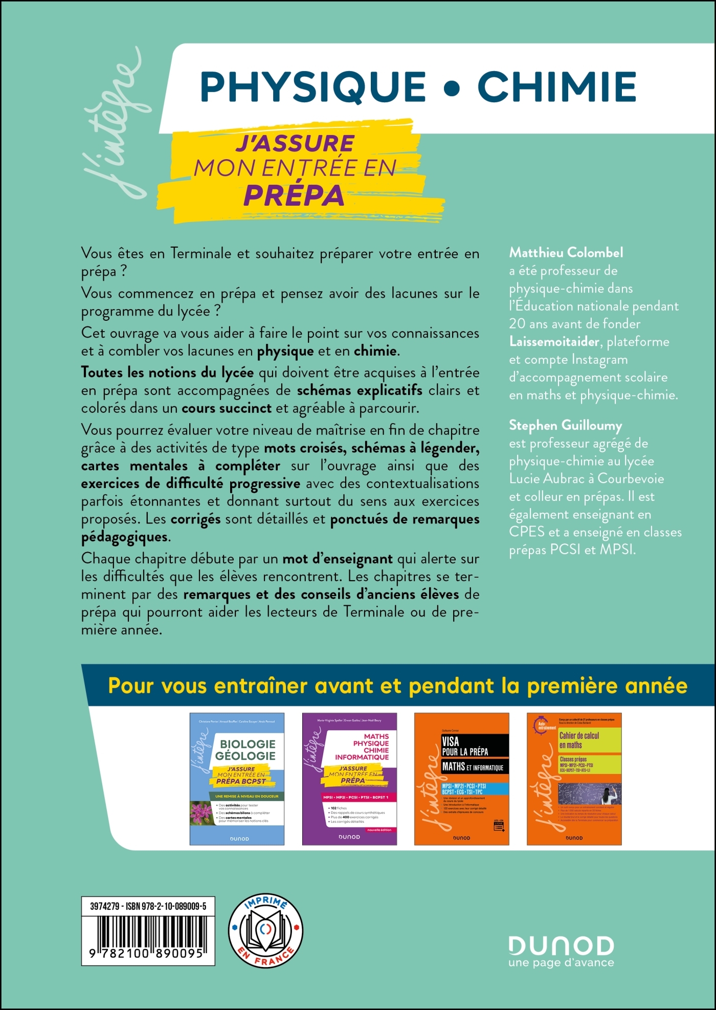 Physique-Chimie, J'assure mon entrée en prépa - Matthieu Colombel, Stephen Guilloumy - DUNOD