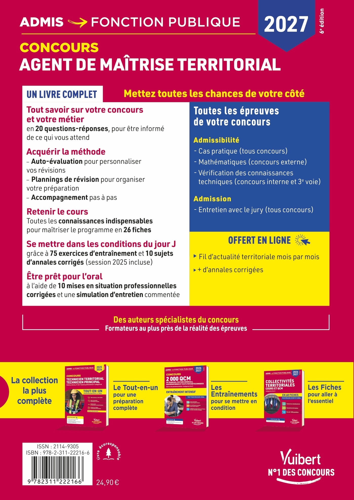 Concours Agent de maîtrise territorial 2027 - Tout-en-un - Olivier Bellégo, Pierre Larivière, Pierre CREPEAUX, Youenn Fenard, Bernard ACCARY - VUIBERT