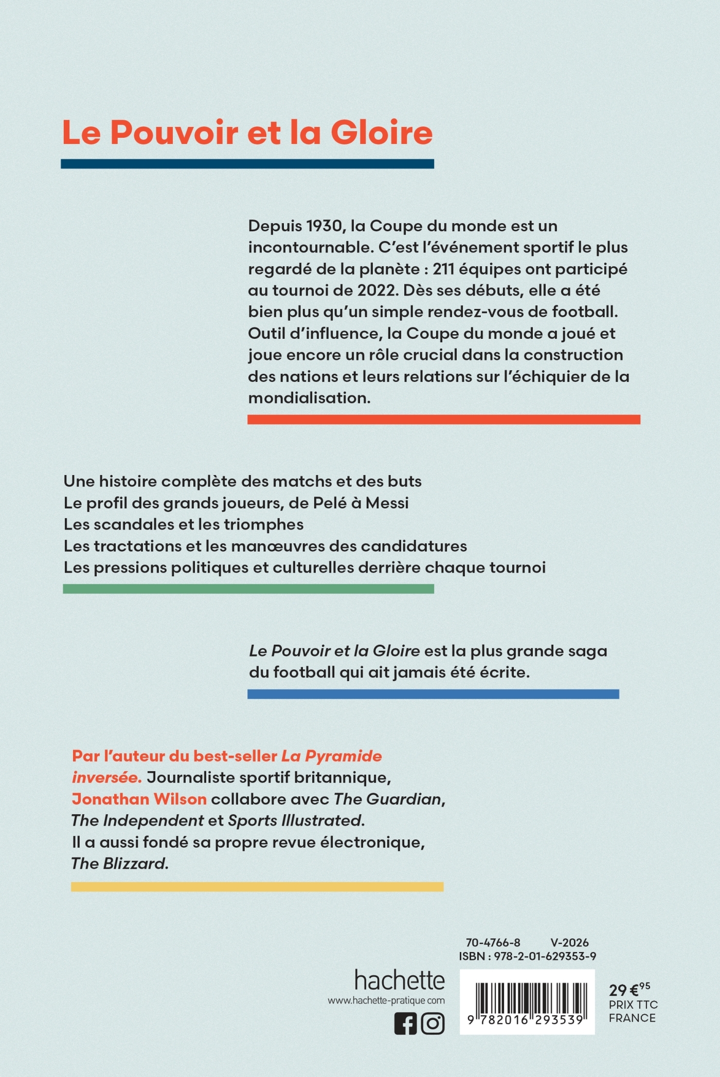 Le Pouvoir et la gloire - Jonathan Wilson - HACHETTE PRAT