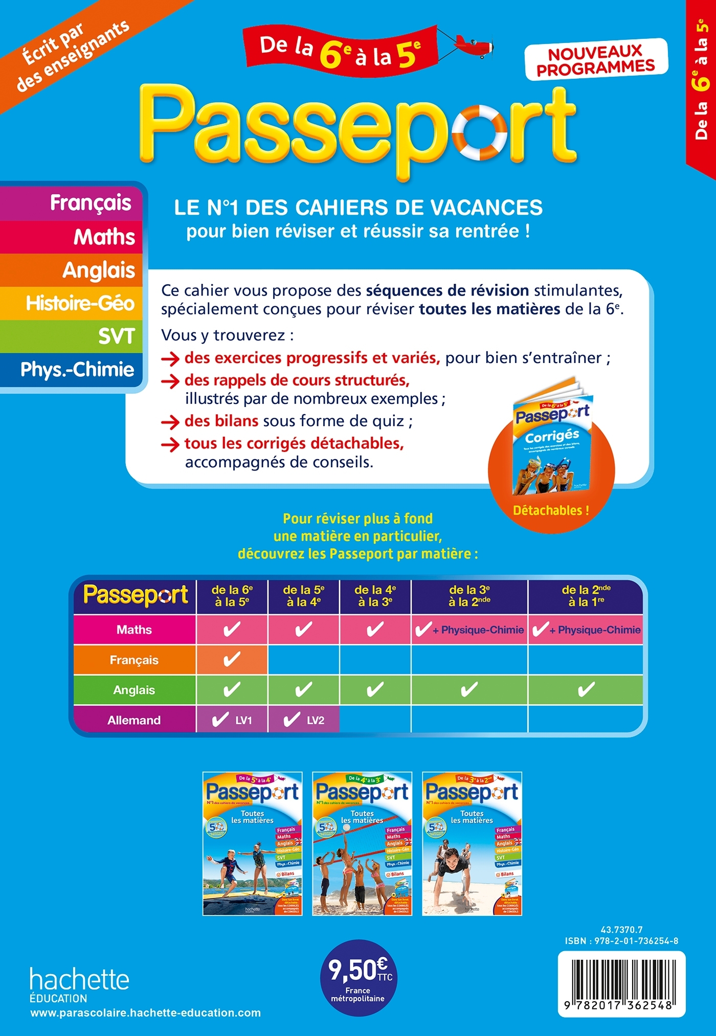 Passeport - Toutes les matières - De la 6e à la 5e - Cahier de vacances 2026 - Isabelle Lisle, Philippe Rousseau, Carole Bonnet, Pierre Reynaud, Catherine Reynaud, Malorie Gorillot, Sébastien Dessaint - HACHETTE EDUC