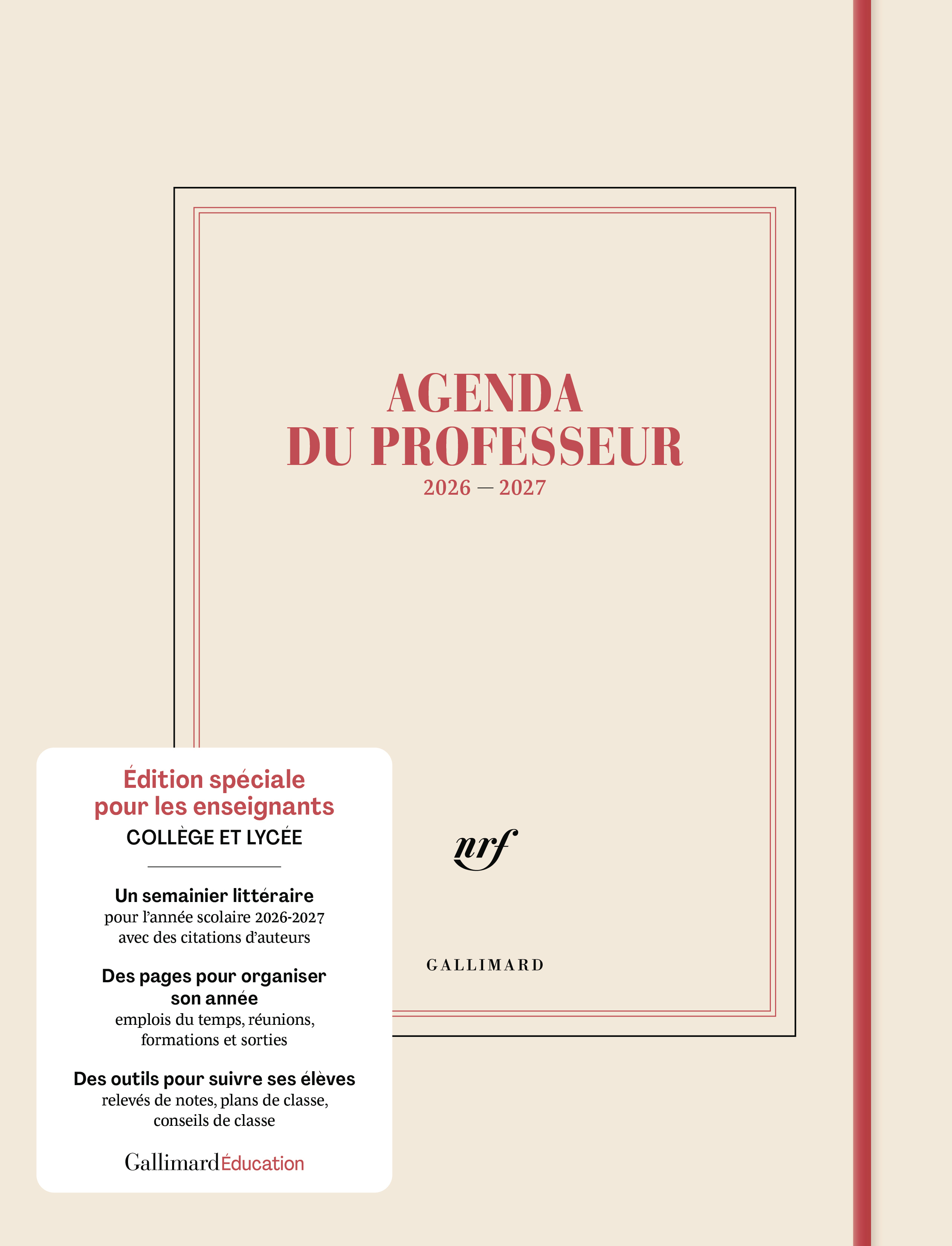 Agenda du professeur 2026 - 2027 -  COLLECTIFS GALLIMARD,  Collectifs - GALLIMARD EDUCA