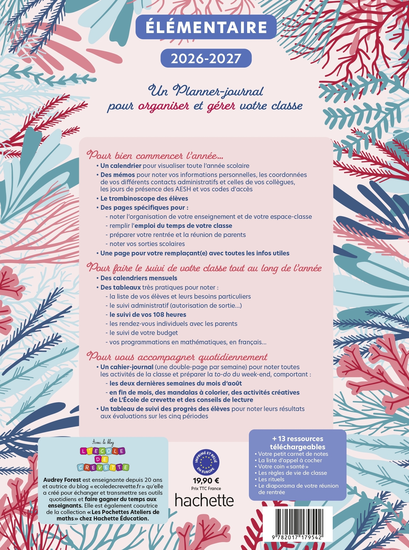 Mon planner journal de prof d'école Elémentaire - Edition 2026-2027 - Audrey Forest - HACHETTE EDUC