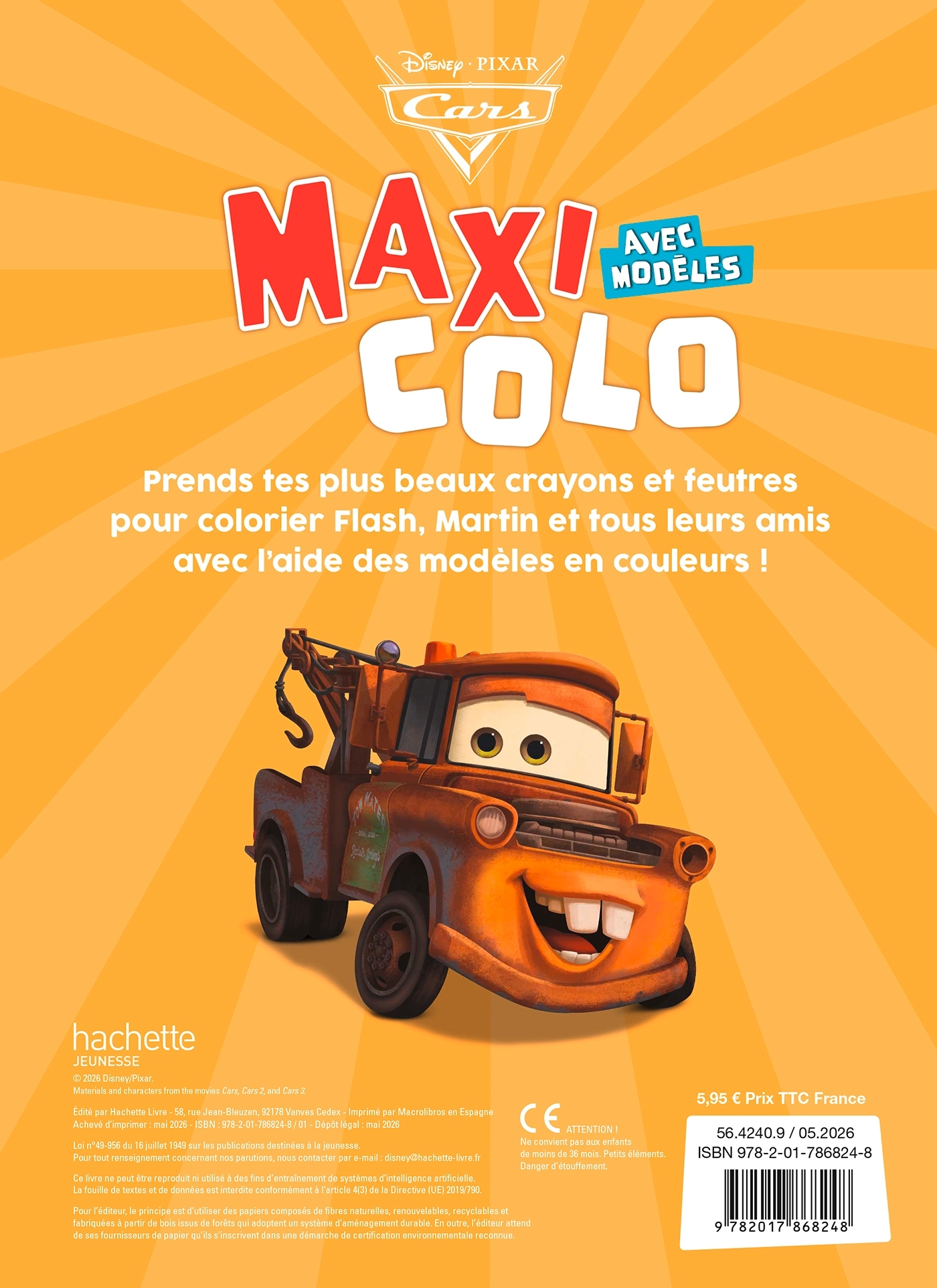 CARS - Maxi Colo avec modèles - Disney Pixar -  Disney - DISNEY HACHETTE