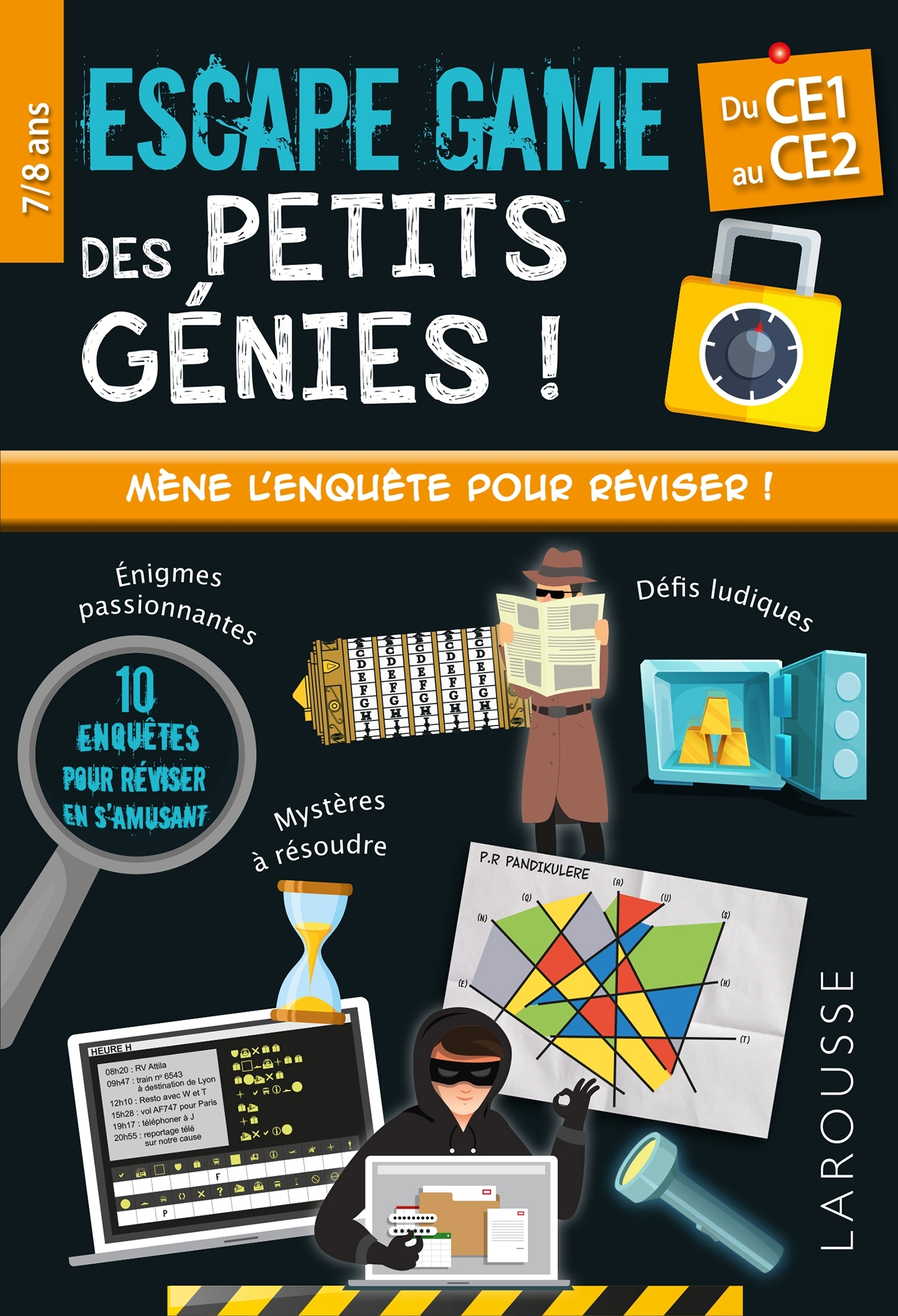 Escape game des petits génies - CE1-CE2 - Cahier de vacances - Mathieu Quénée - LAROUSSE