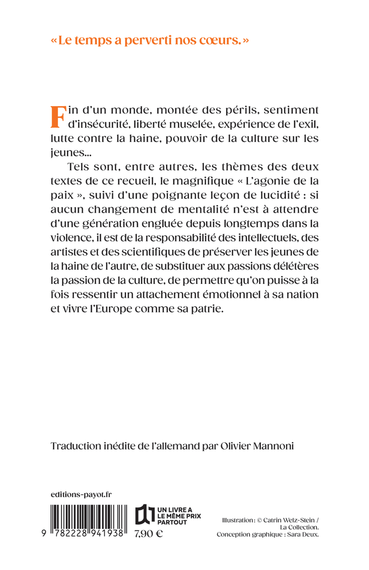 L'agonie de la paix - Stefan Zweig - PAYOT