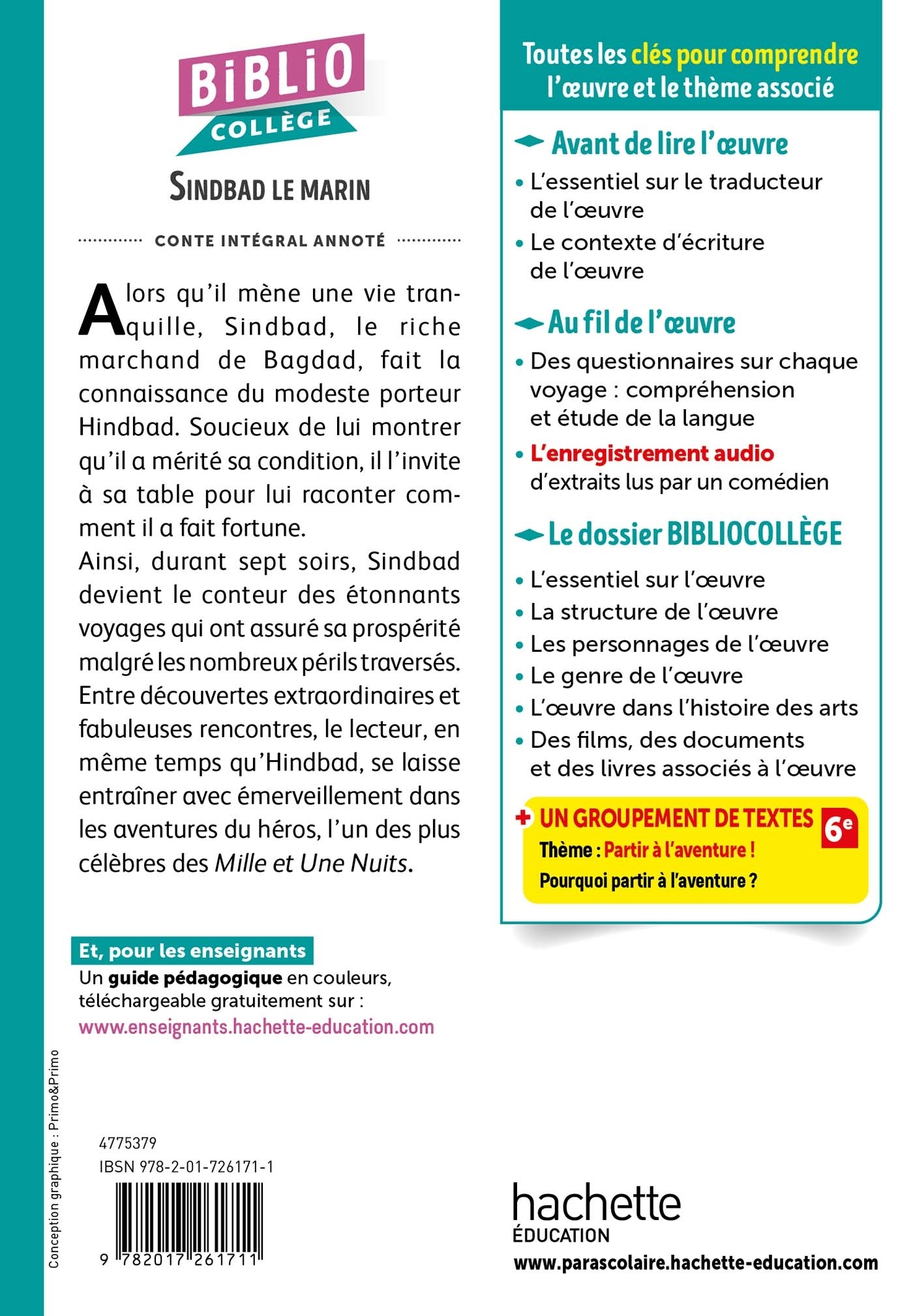 BiblioCollège, Sindbad le marin, Traduction Antoine Galland -  À définir, Isabelle Lisle - HACHETTE EDUC