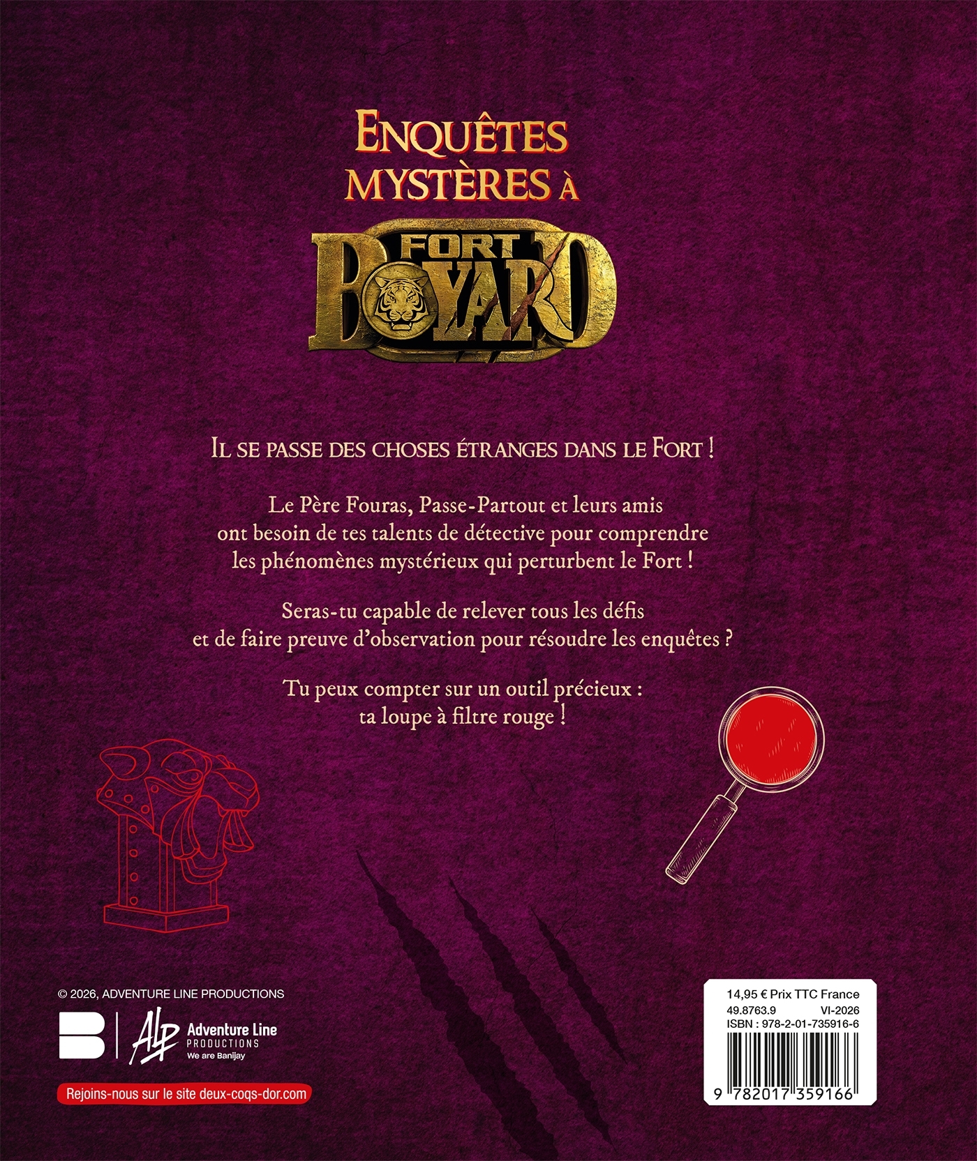 Enquêtes mystères à Fort Boyard - avec filtre rouge - Sandra Collet - DEUX COQS D OR