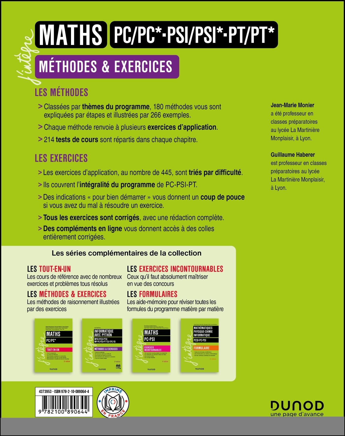 Maths Méthodes et Exercices PC/PC*-PSI/PSI*-PT/PT* - 5e éd. - Jean-Marie Monier, Guillaume Haberer - DUNOD