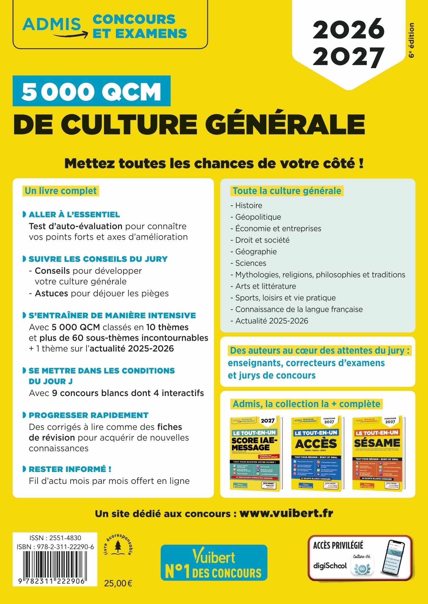 5000 QCM de culture générale - Concours et examens 2026-2027 - René Guimet, Dominique Dumas, Sophie Mattern, Elodie Gremaud, Marie Perez, Gérard BLANDIN, Antoine Blandin, Rémi Chaillet, Margaux Lecanu, Mathieu Petresco, Annie Étienne, Frédéric Bélonie, Jo