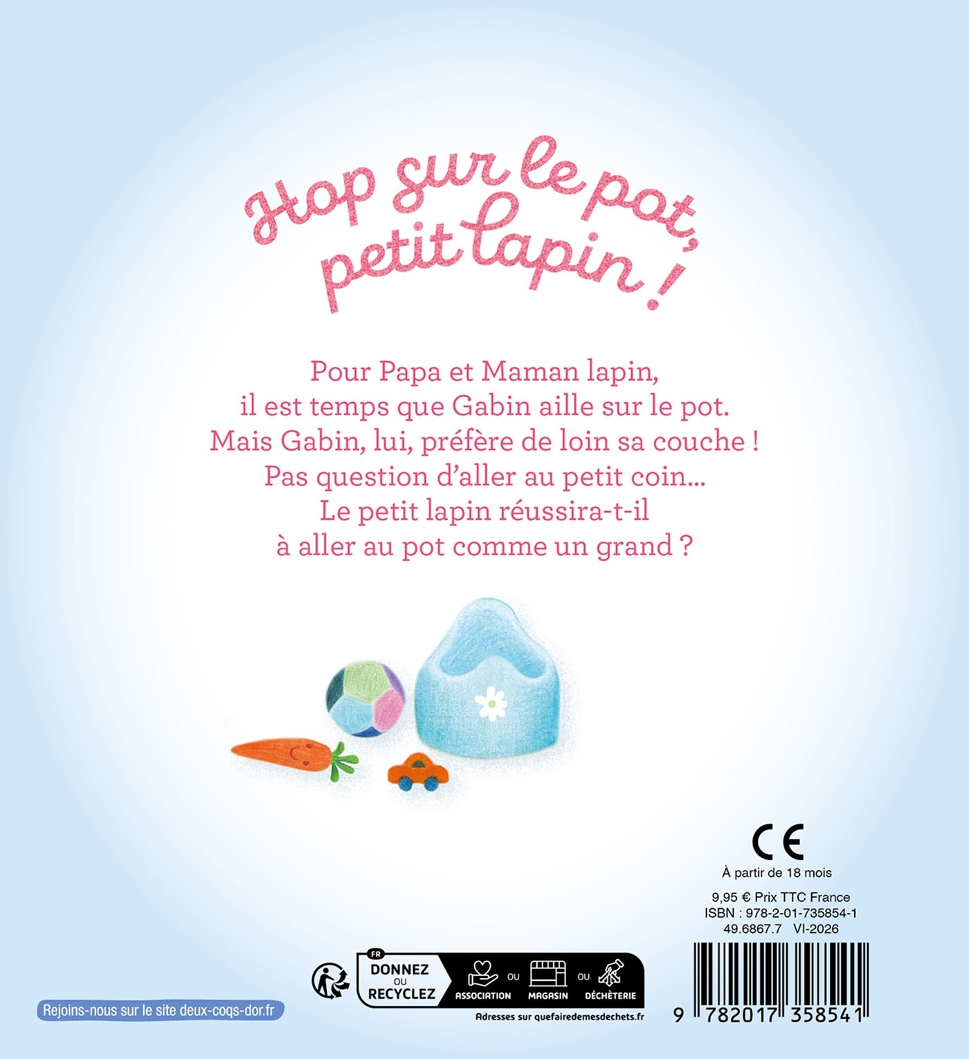 La bibliothèque des petits - Hop sur le pot petit lapin ! - Pierre Gemme - DEUX COQS D OR