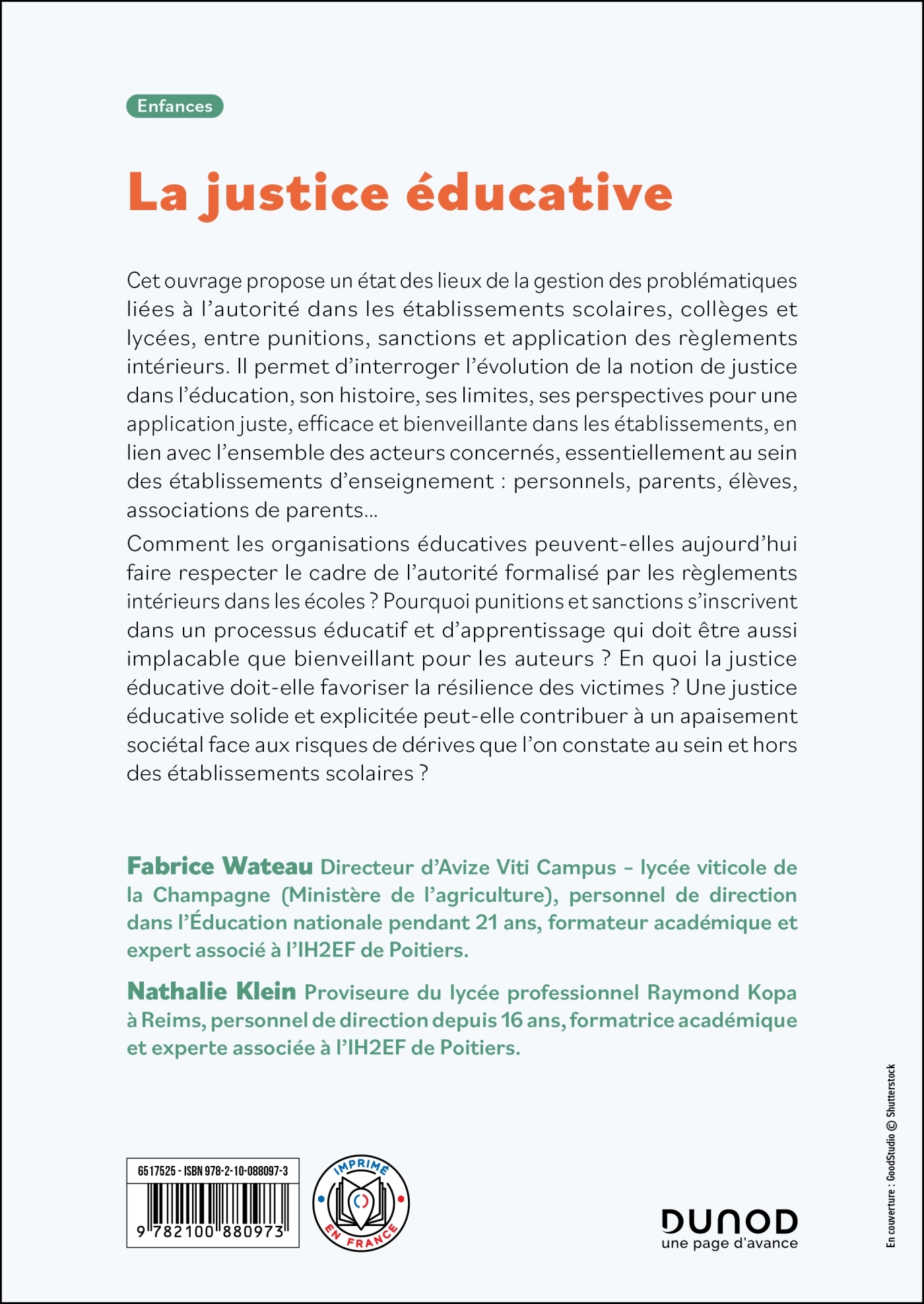 La justice éducative - Fabrice Wateau, Nathalie Klein - DUNOD