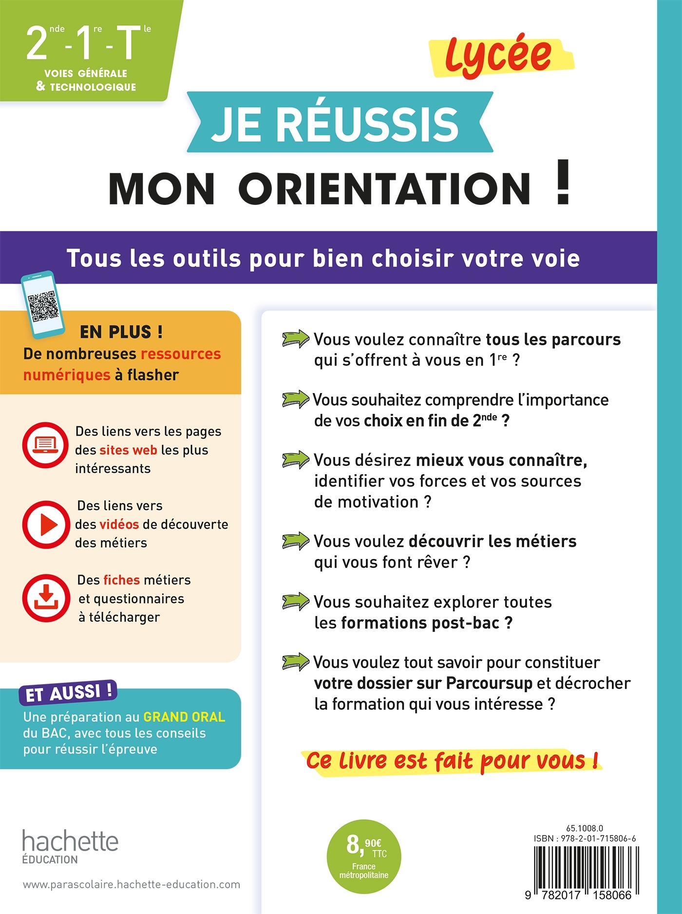 Je réussis mon orientation 2nde-1re-Tle Voies générale et technologique - Véronique Blanc, Laurence Bérody, Linda Guillon, Youssef Makhtour, Soumia Masrour Dhalfa - HACHETTE EDUC