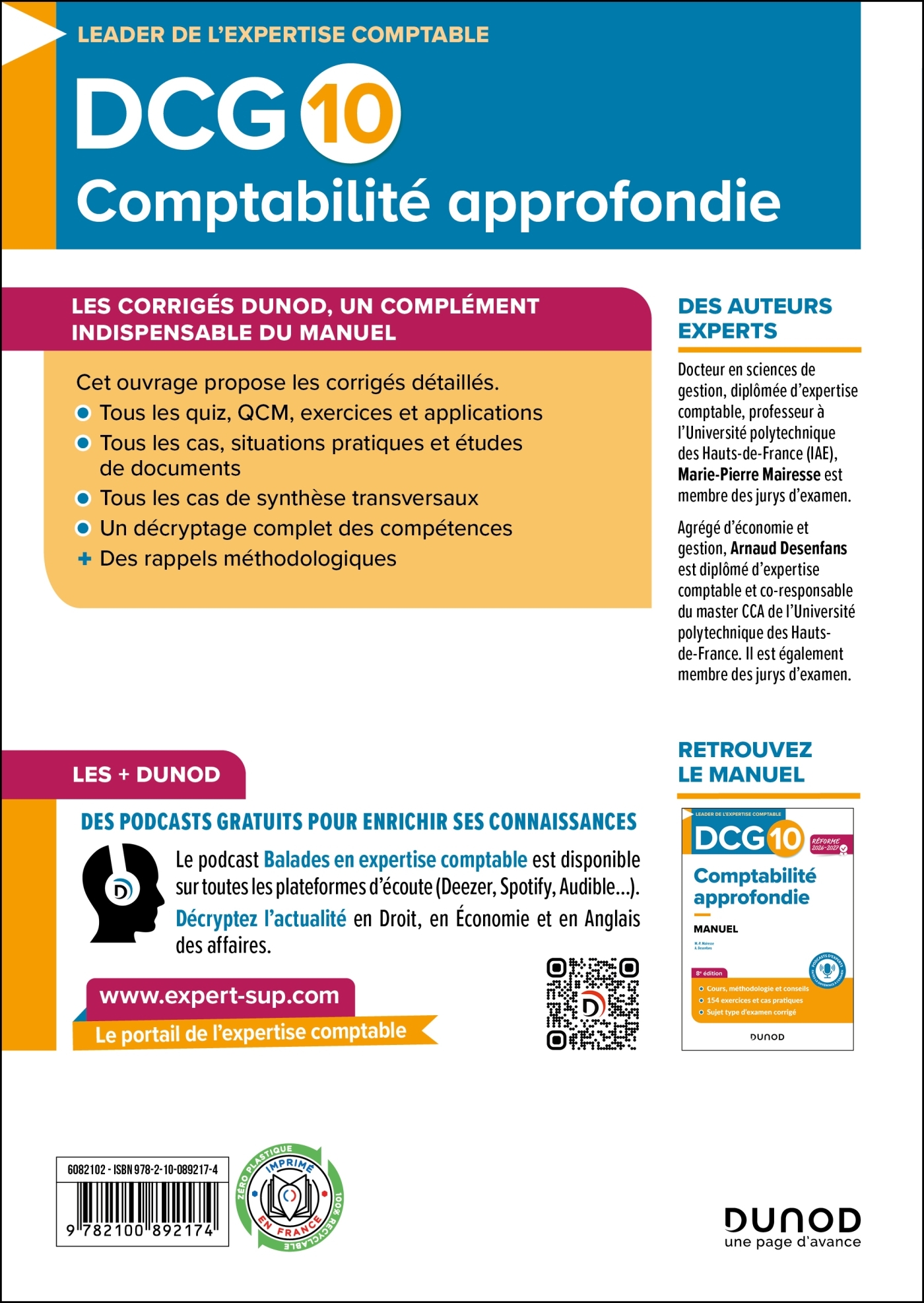 DCG 10 - Comptabilité approfondie - Corrigés - Réforme 2026-2027 - Marie-Pierre Mairesse, Arnaud Desenfans - DUNOD