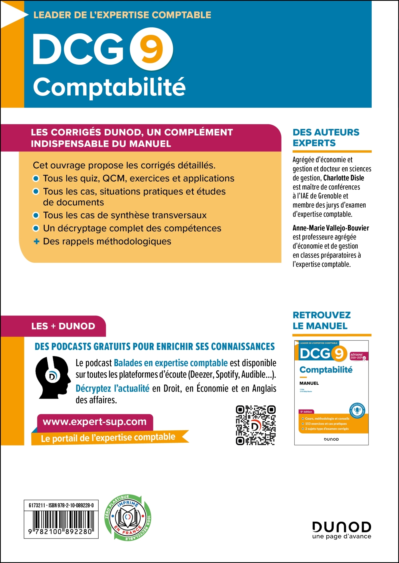 DCG 9 - Comptabilité - Corrigés - Réforme 2026-2027 - Charlotte Disle, Anne-Marie Vallejo-Bouvier - DUNOD