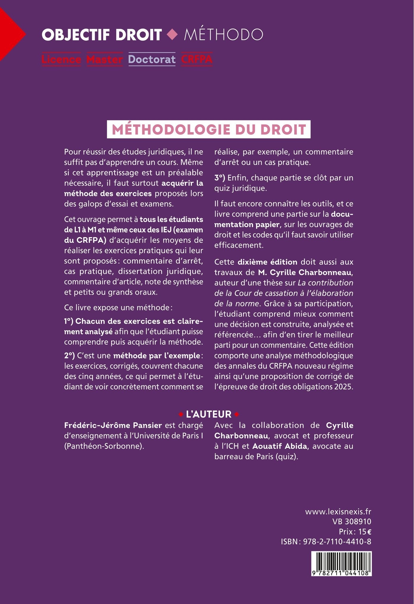 Méthodologie du droit - Frédéric-Jérôme Pansier - LEXISNEXIS