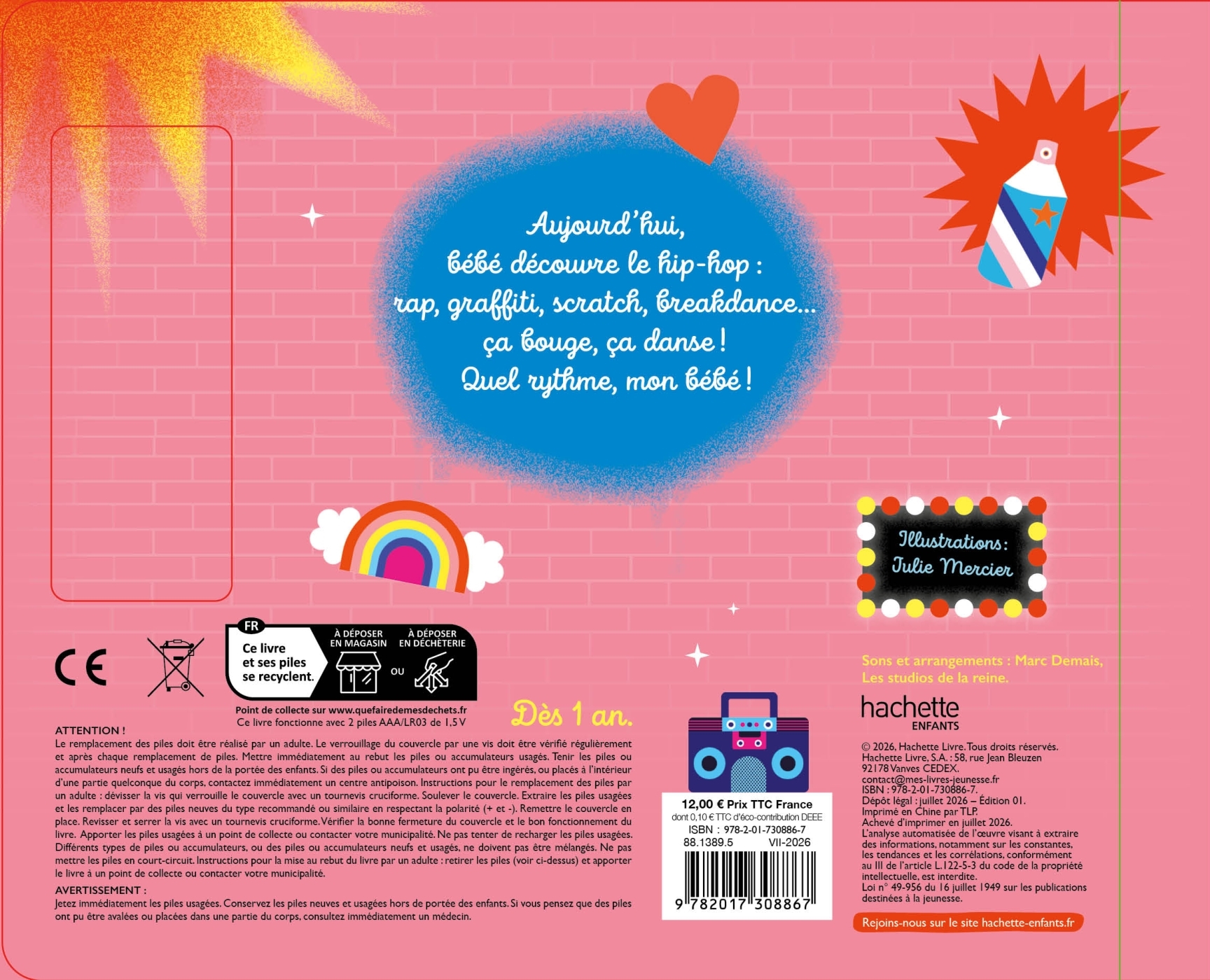 My Baby Hip-Hop - livre sonore avec module sonore et 6 boutons -  - HACHETTE ENFANT