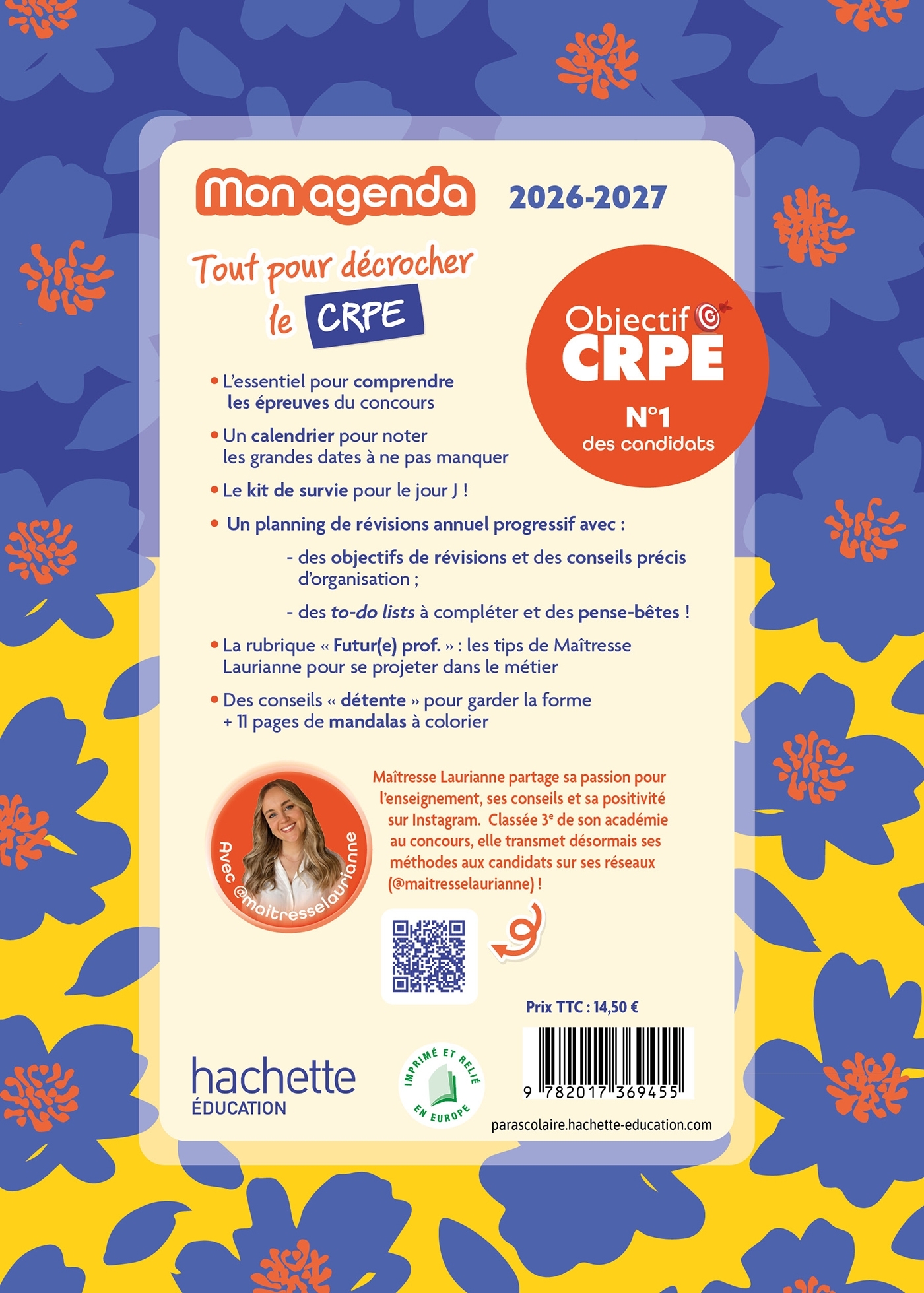 Objectif CRPE  - Agenda/Carnet de bord Maitresse Laurianne - Laurianne Hell - HACHETTE EDUC