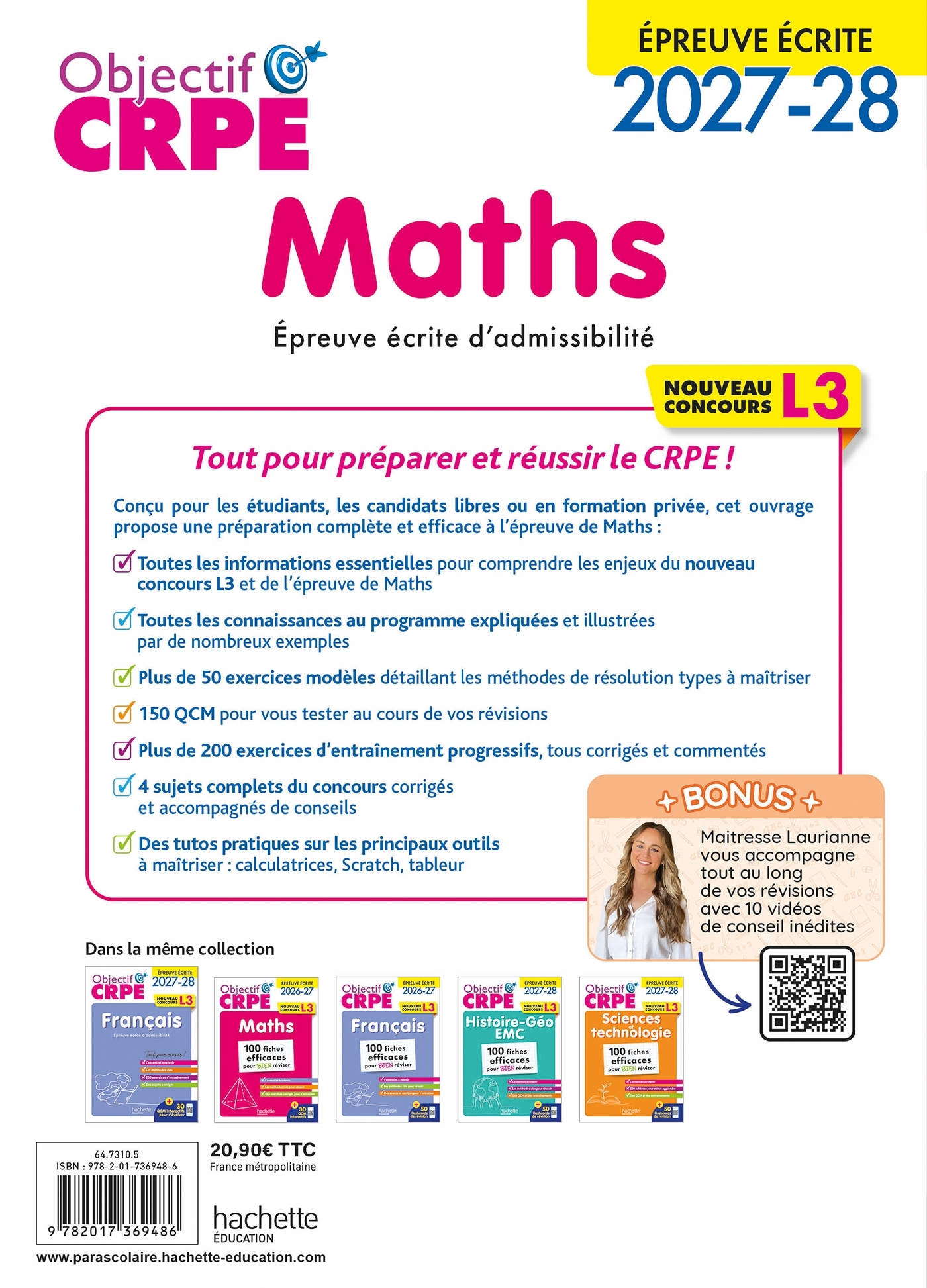 Objectif CRPE 2027-2028 - Maths - Épreuve écrite d'admissibilité - L3 - Érik Kermorvant, Emmanuelle Servat, Katia Odiot, Joseph Sansonetti, Jean-Christophe Tomasi - HACHETTE EDUC
