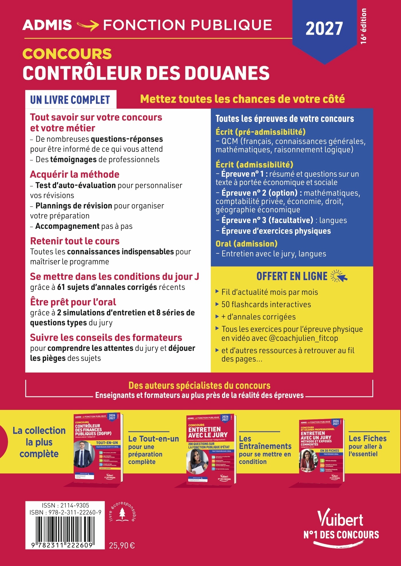 Concours Contrôleur des douanes 2027-2028 - Tout-en-un - Louise Eisenstein, Pascal Eynard, René Guimet, Dominique Dumas, Mélanie Hoffert, Frédéric Ingelaere, Thibaut Klinger, Catherine Boutillier, Pierre Larivière, Pascal Simon-Doutreluingne - VUIBERT